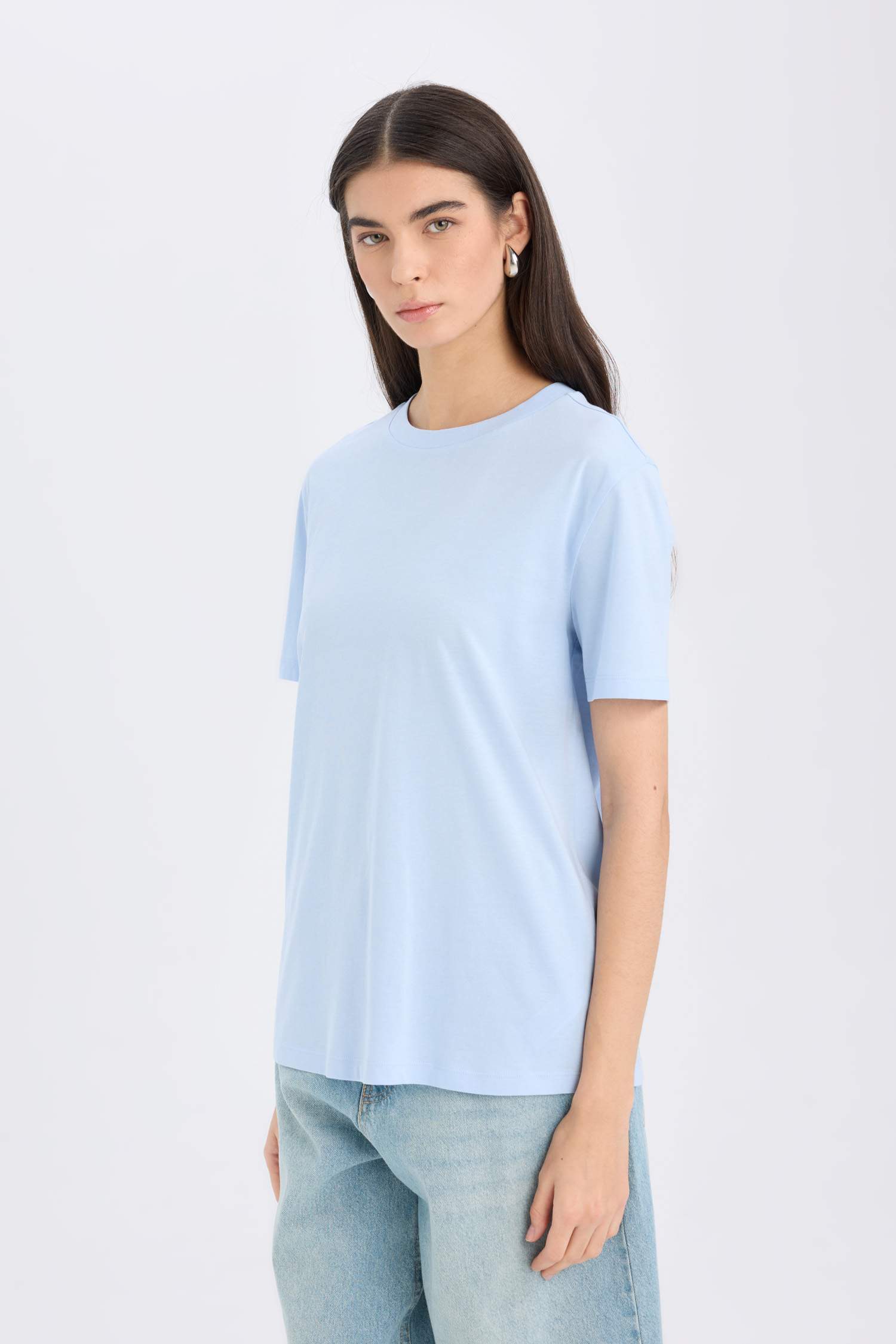 تيشيرت سادة نص ردن قصة عادية بياخة مستديرة