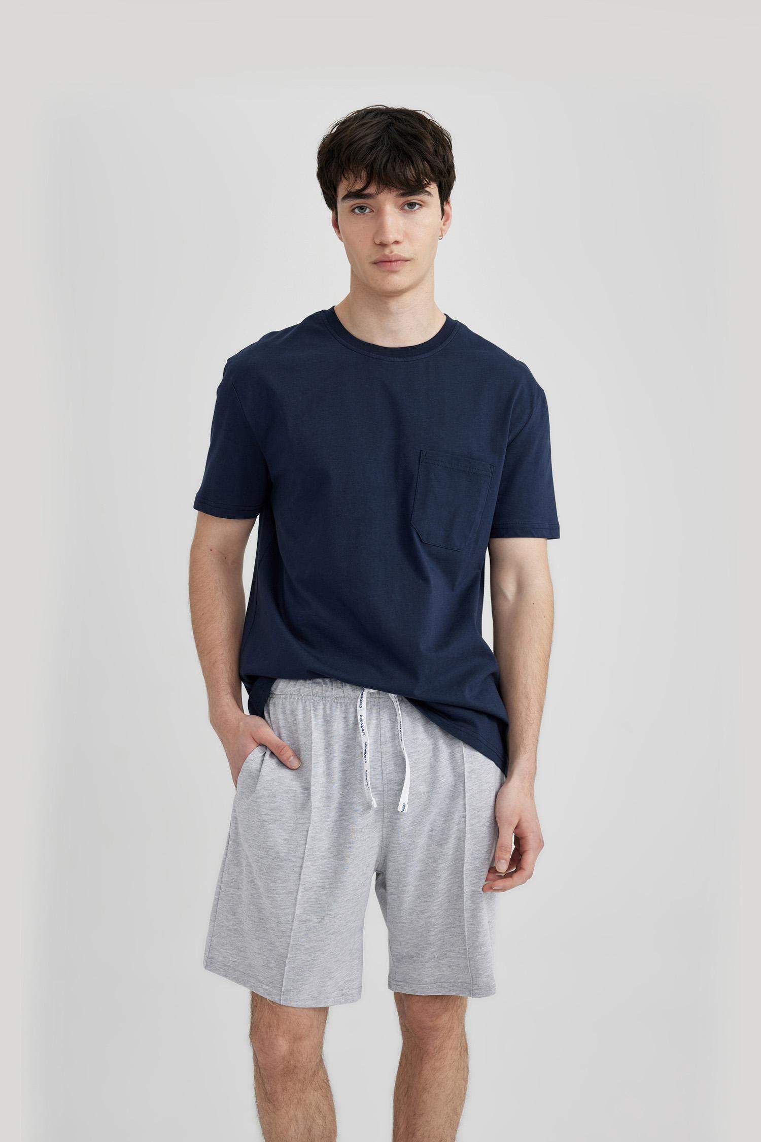 Regular Fit Cepli Şort Pijama Altı