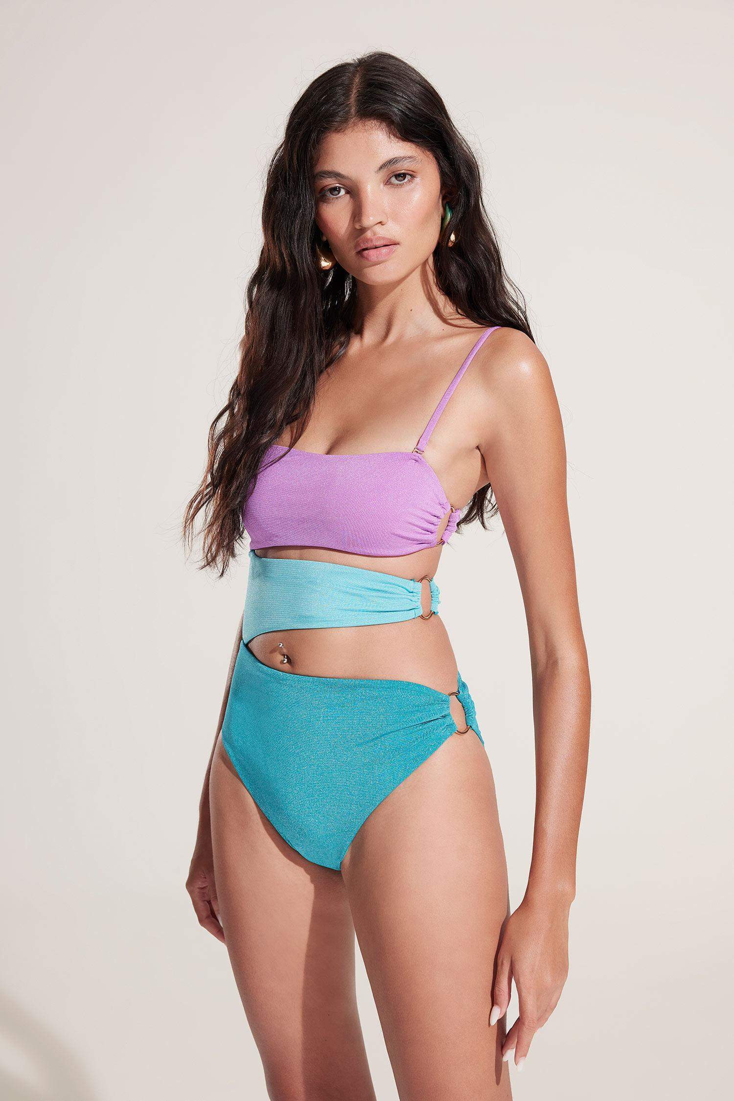 Regular Fit Parlak Kumaş Mayokini-Fall in Love