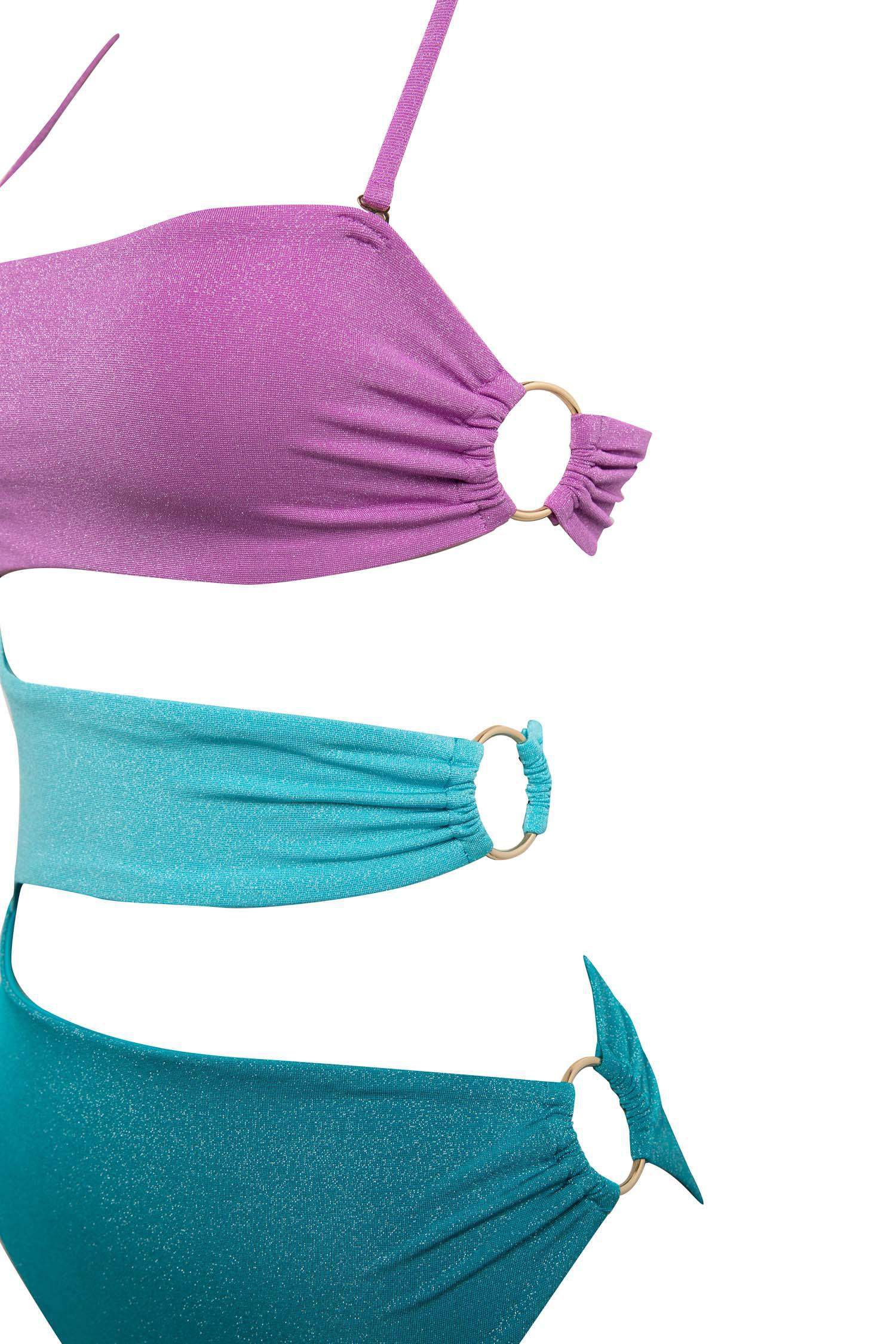 Regular Fit Parlak Kumaş Mayokini-Fall in Love