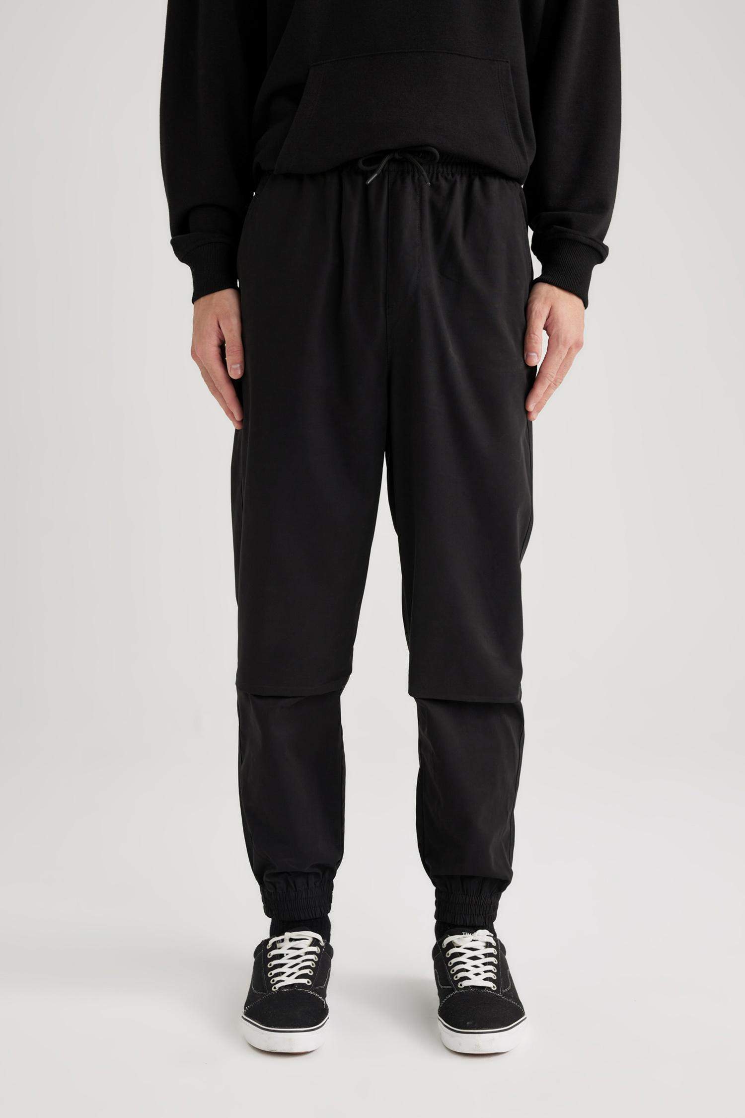 Jogger Gabardin Pantolon Regular Beli Bağcıklı Cepli Lastikli Paça