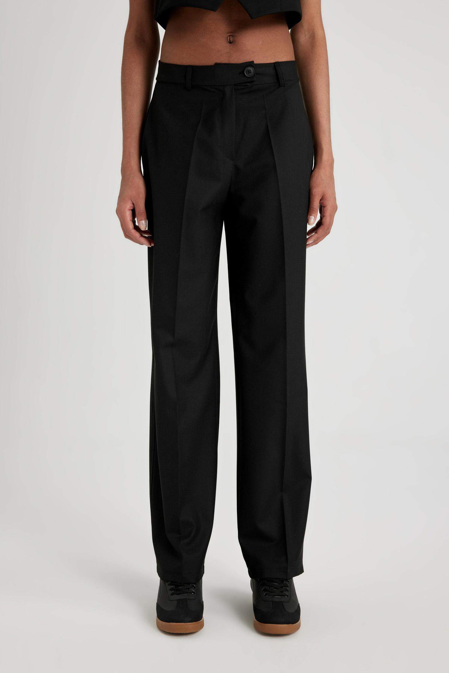 بنطلون وايد ليج برجل واسع وخصر عالي