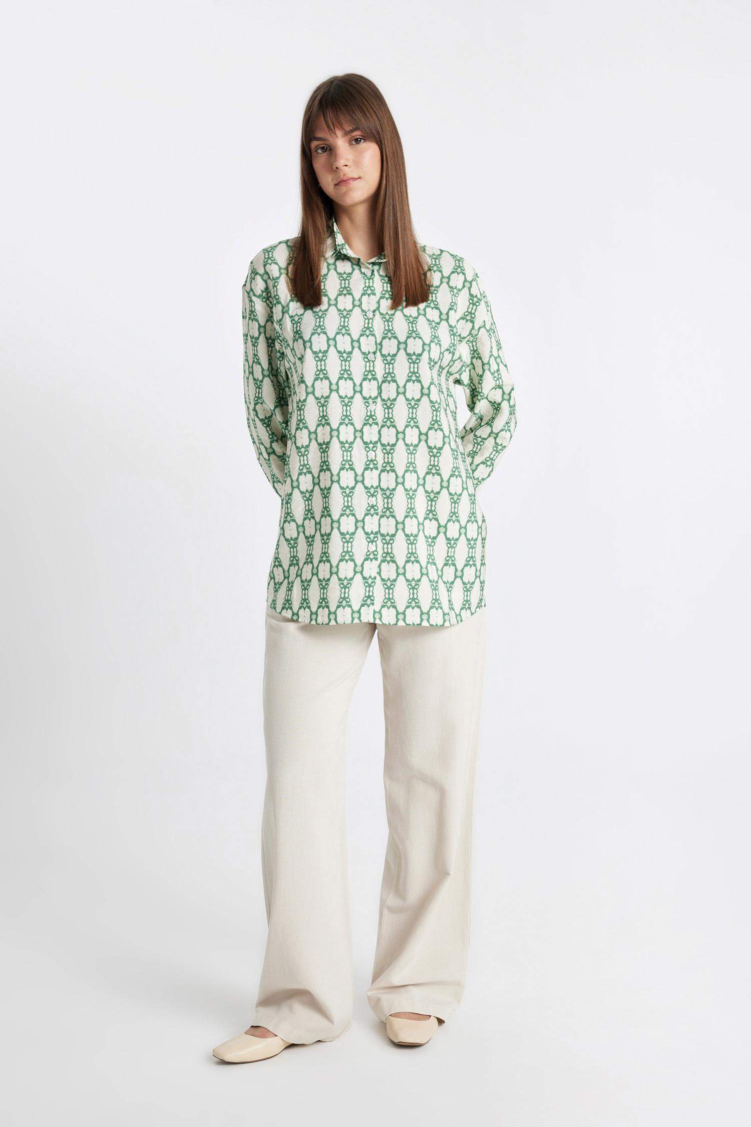 Pantalon Palazzo en Lin Mélangé