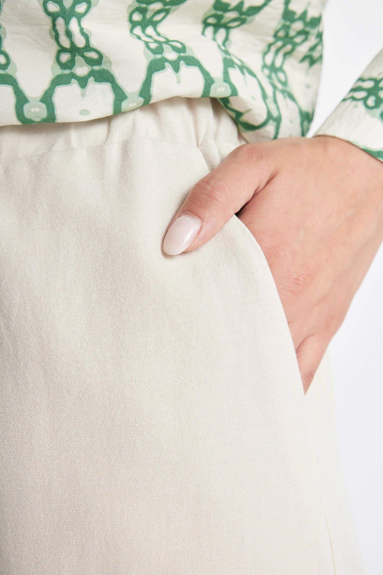 Pantalon Palazzo en Lin Mélangé