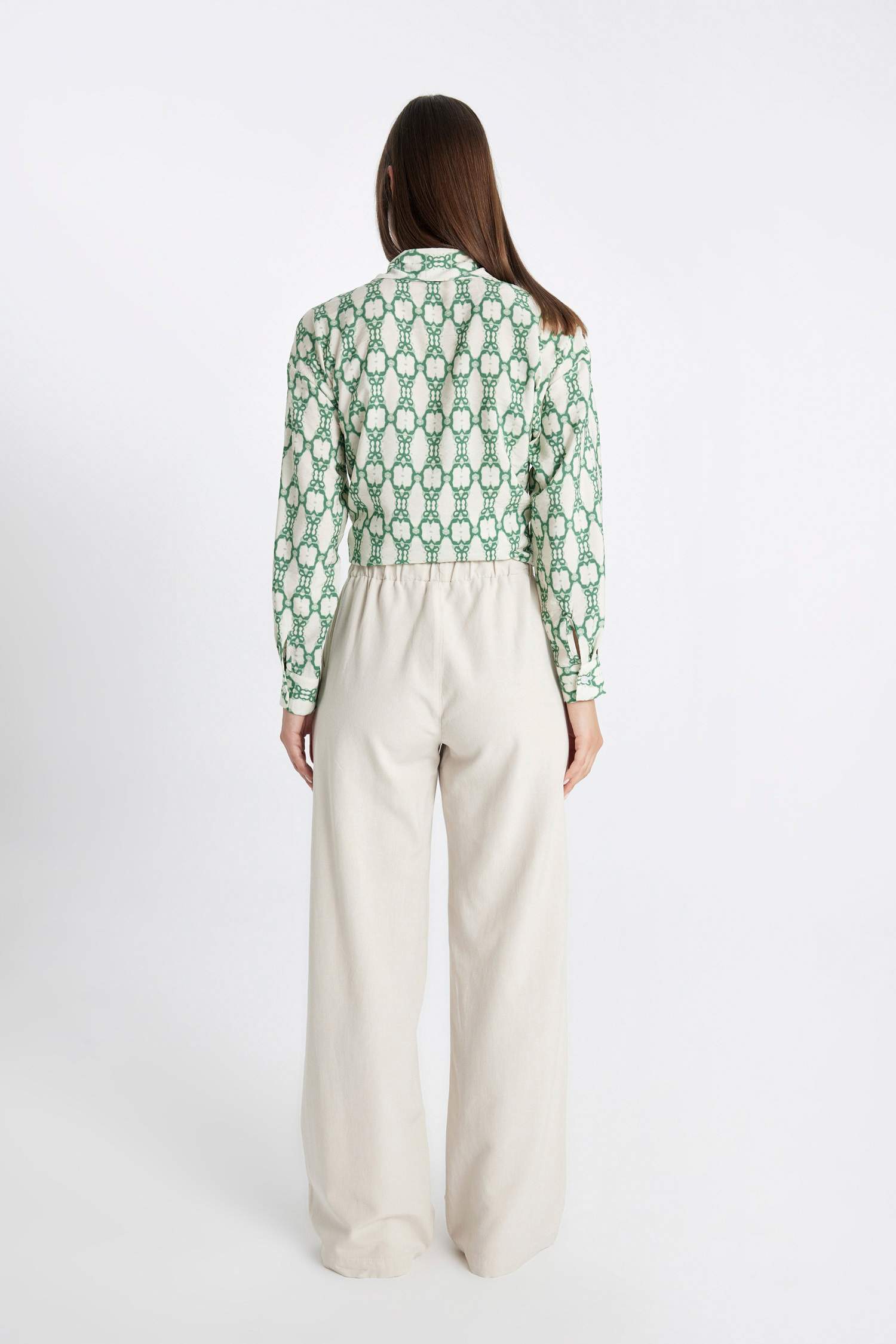 Pantalon Palazzo en Lin Mélangé