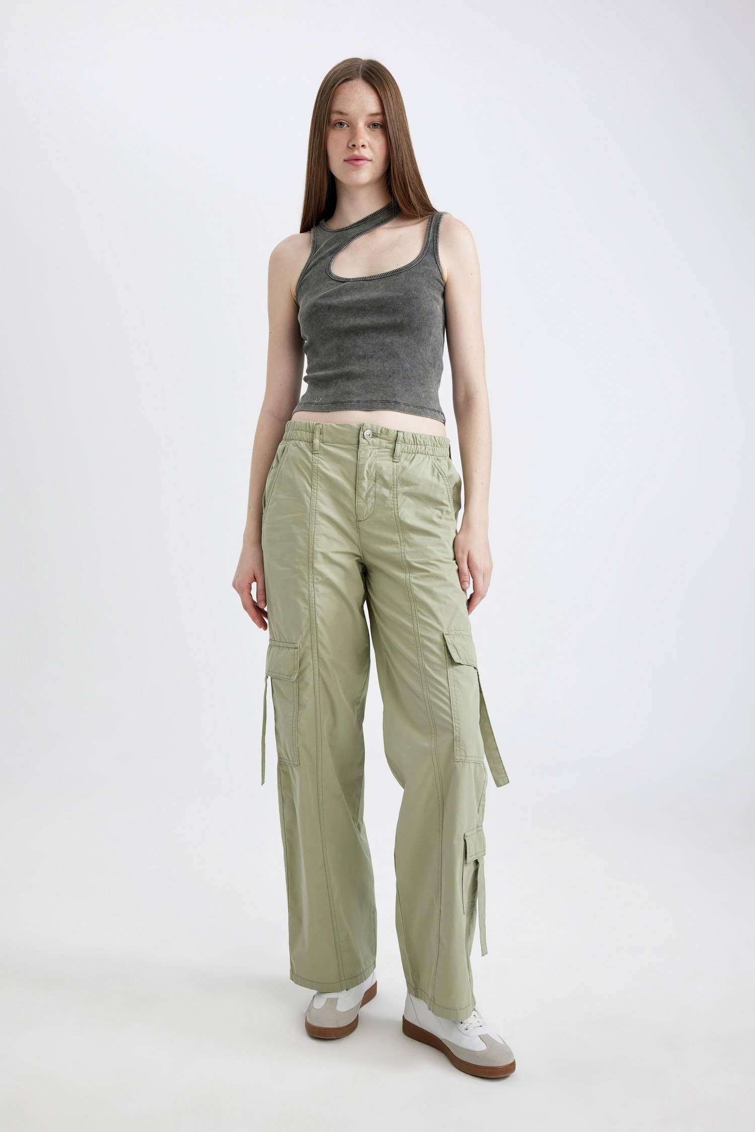 With Cargo Pocket Gabardine Trousers