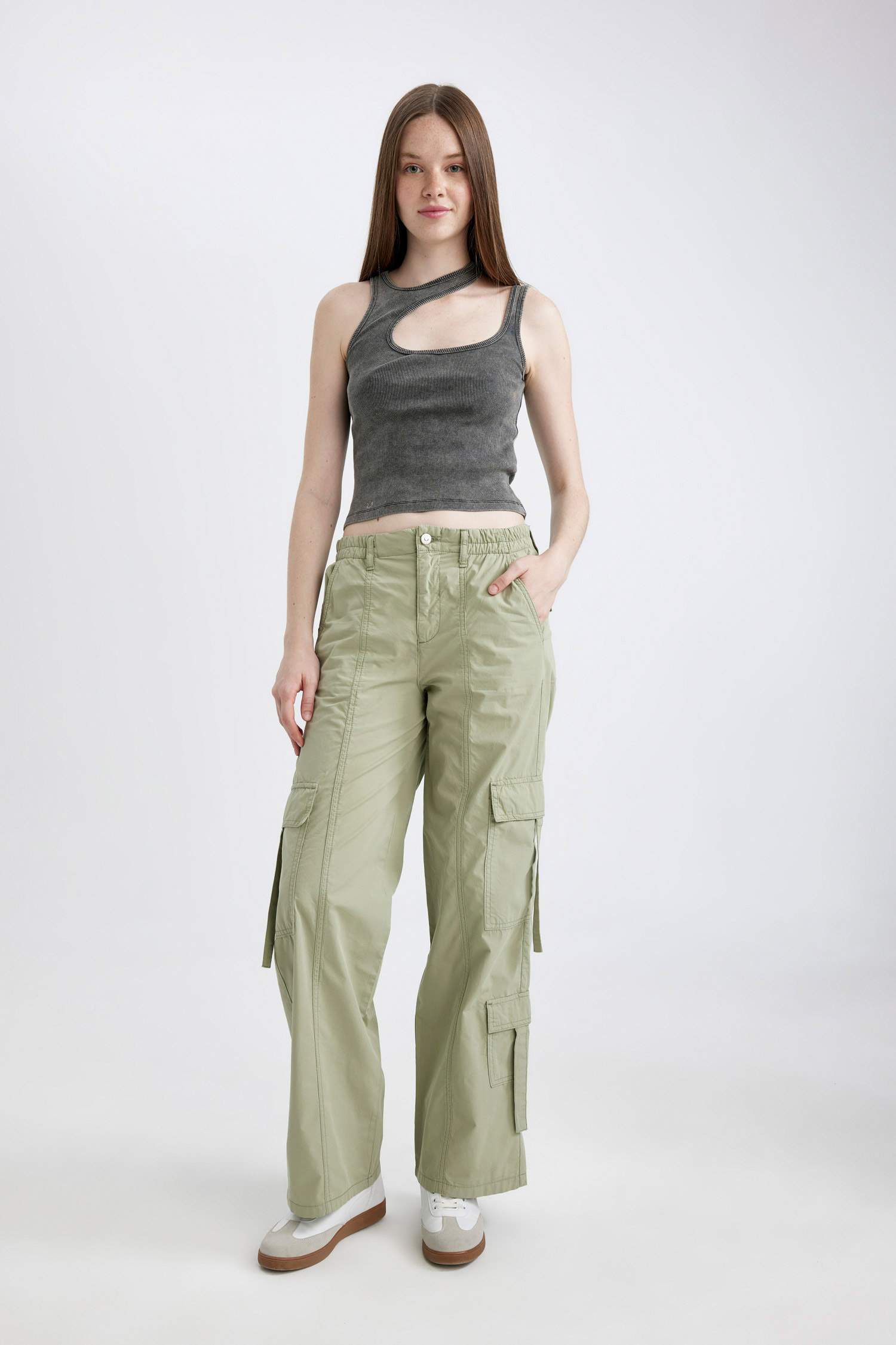 With Cargo Pocket Gabardine Trousers