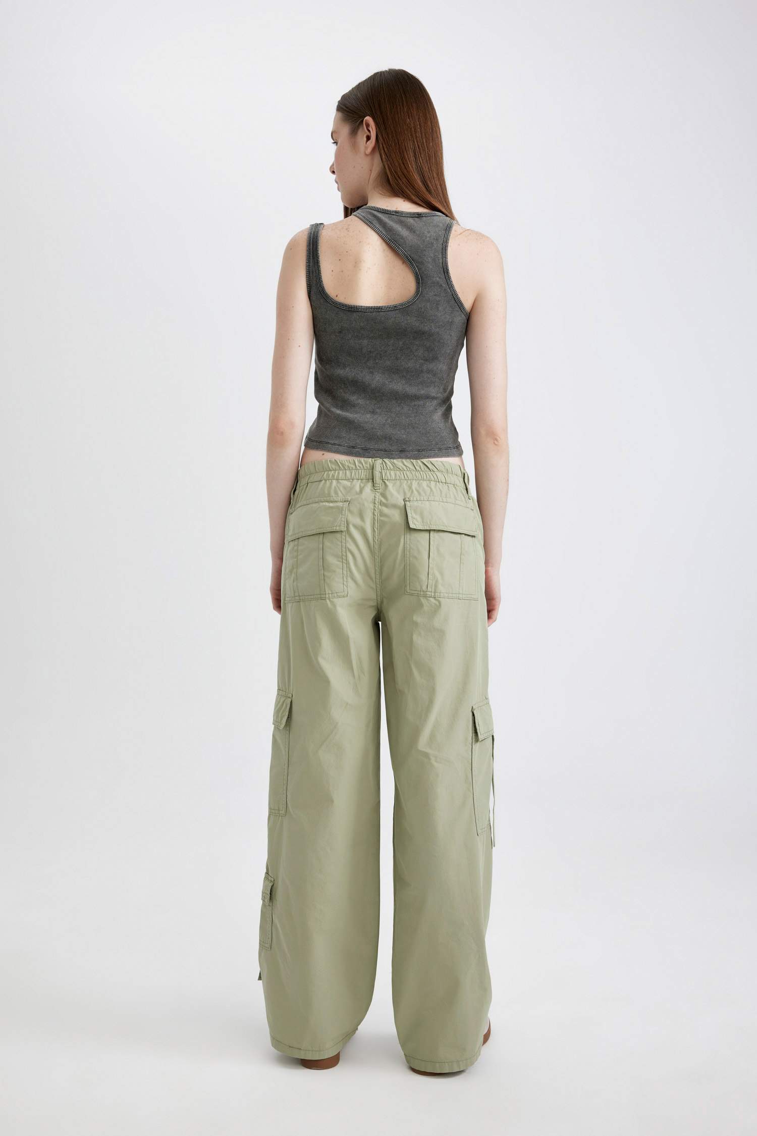 With Cargo Pocket Gabardine Trousers