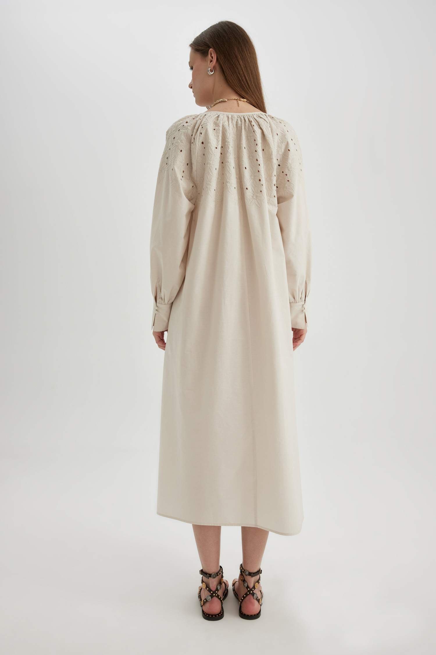 Long Sleeve Slit Beach Dress