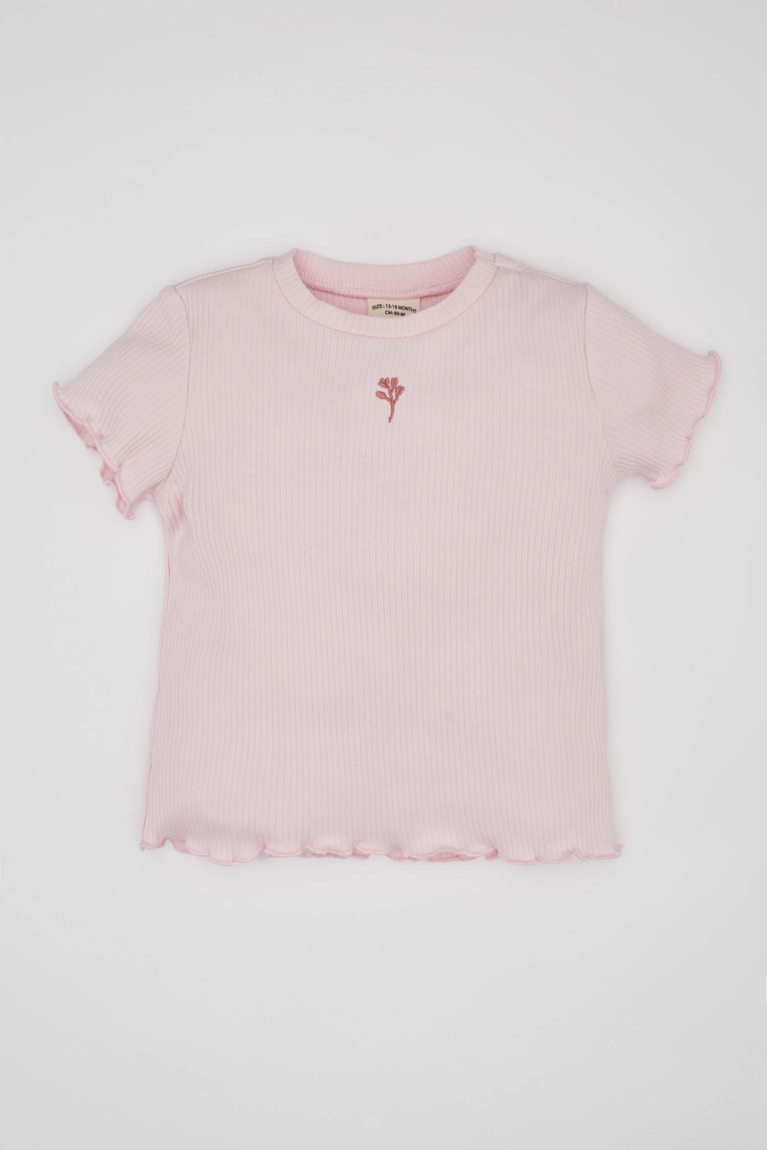 Baby Girl Crew Neck Floral Ribbed Camisole T-Shirt