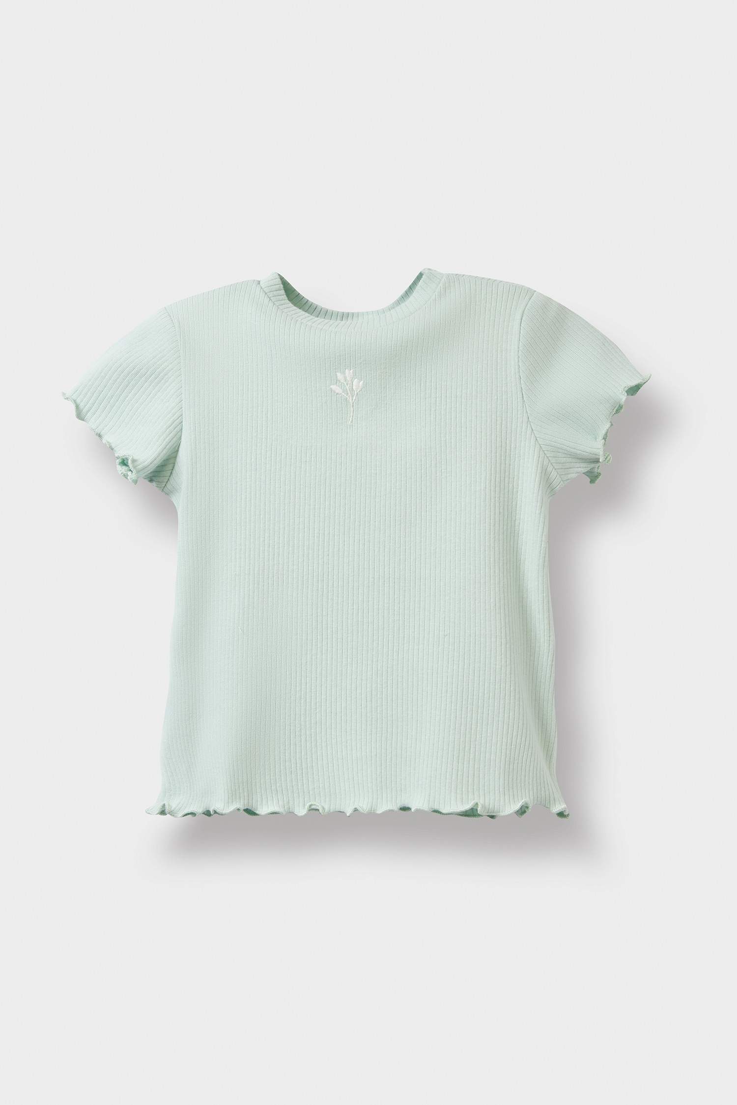 Baby Girl Crew Neck Floral Ribbed Camisole T-Shirt