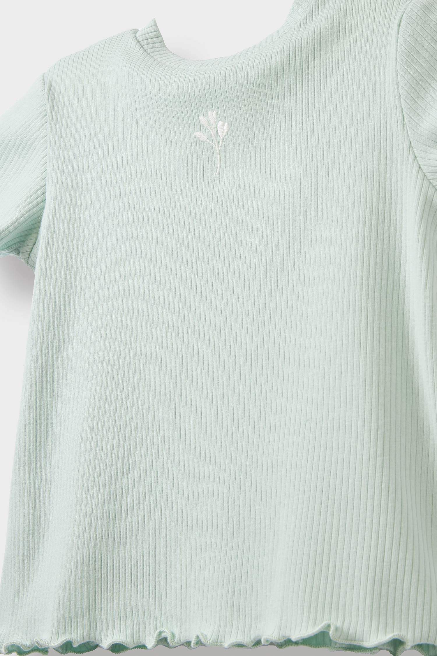 Baby Girl Crew Neck Floral Ribbed Camisole T-Shirt