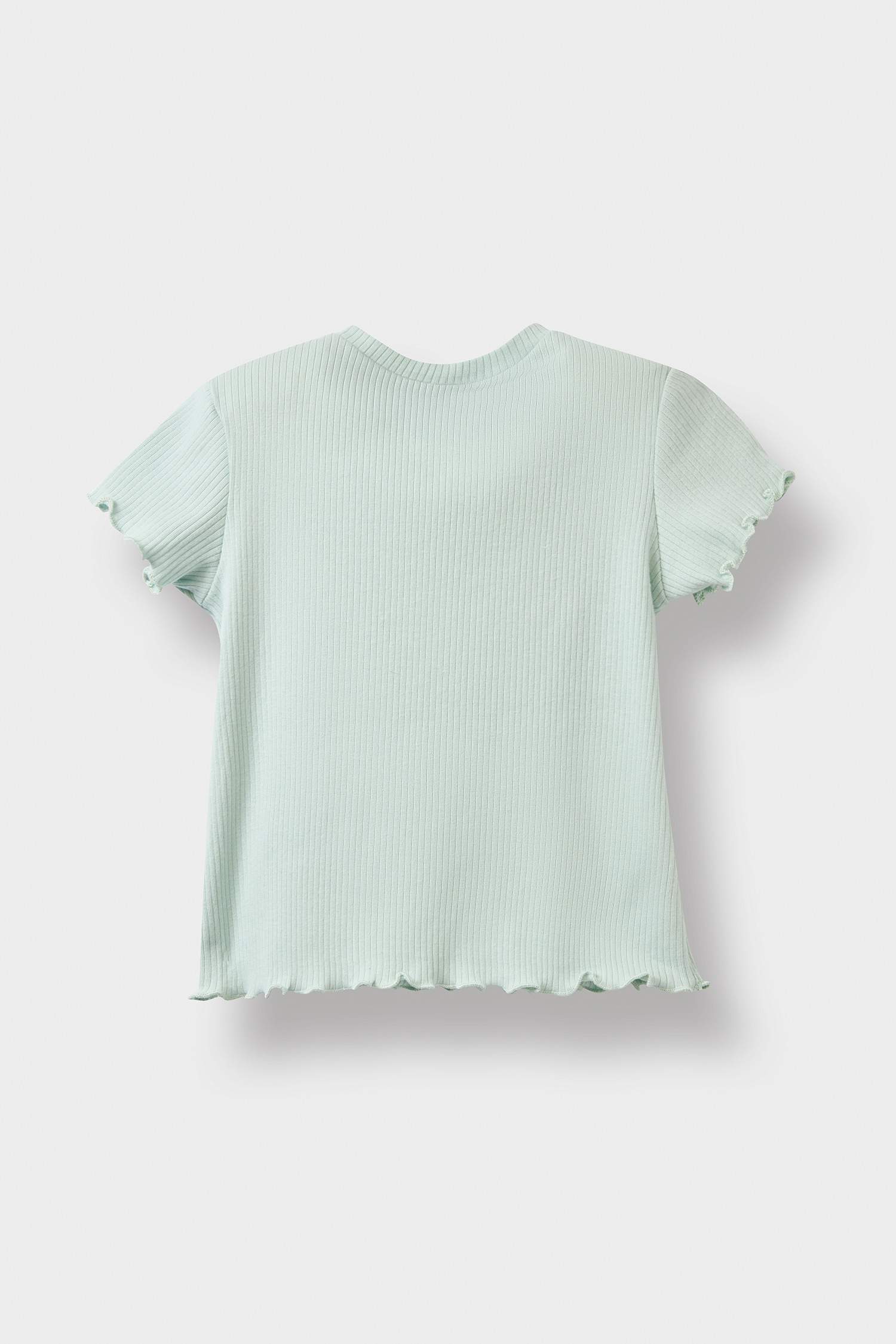 Baby Girl Crew Neck Floral Ribbed Camisole T-Shirt