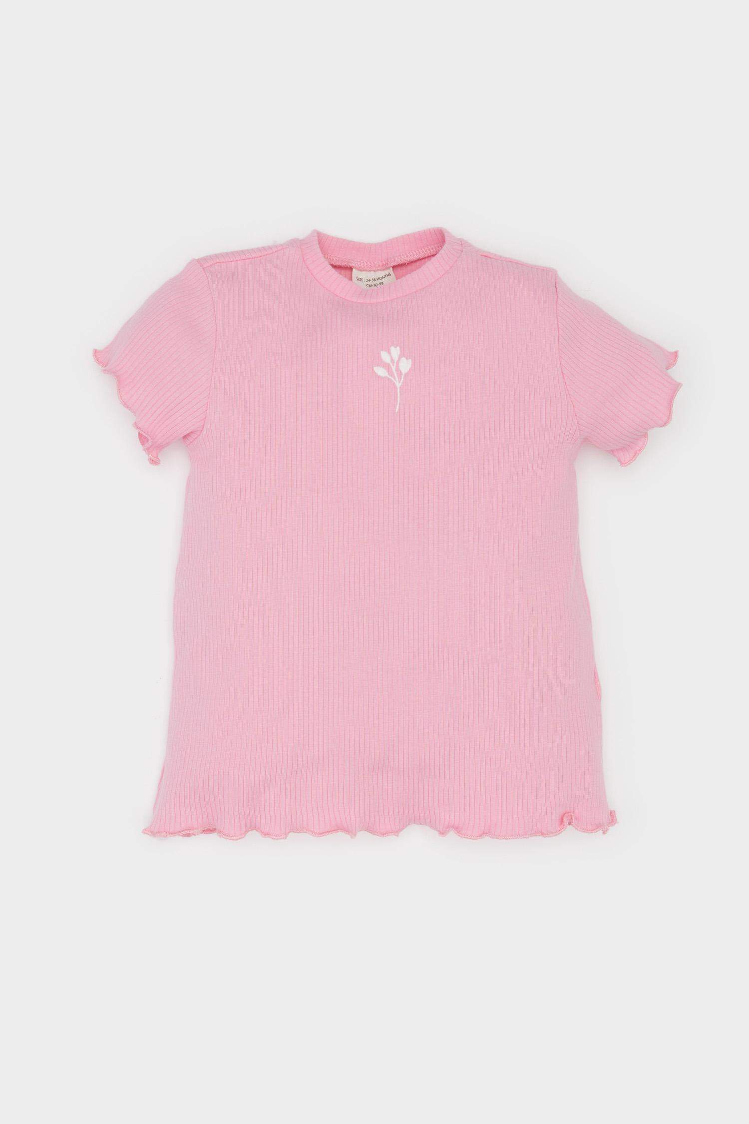 T-shirt fleuri à col rond et manches courtes pour bébé fille