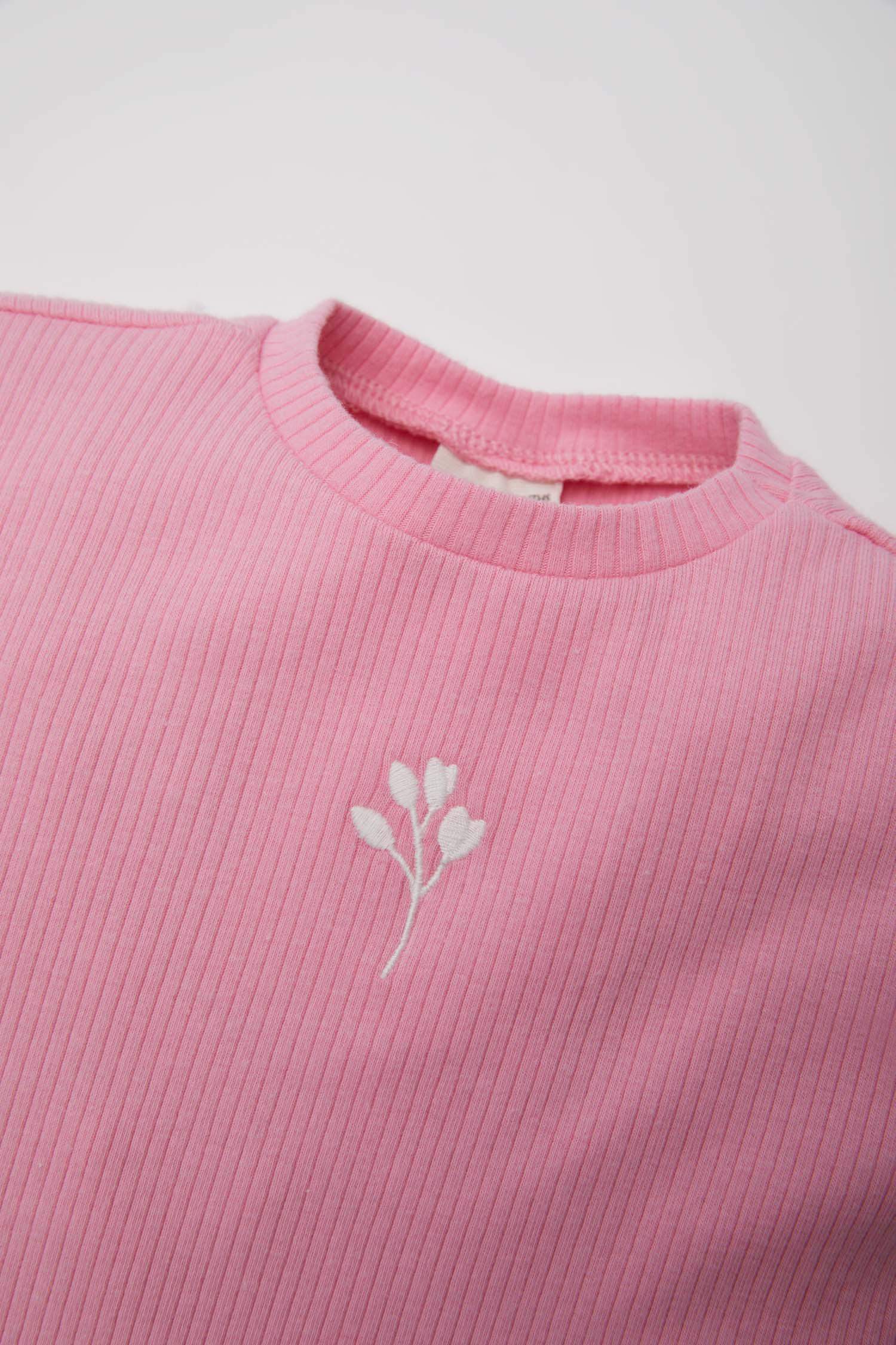 T-shirt fleuri à col rond et manches courtes pour bébé fille