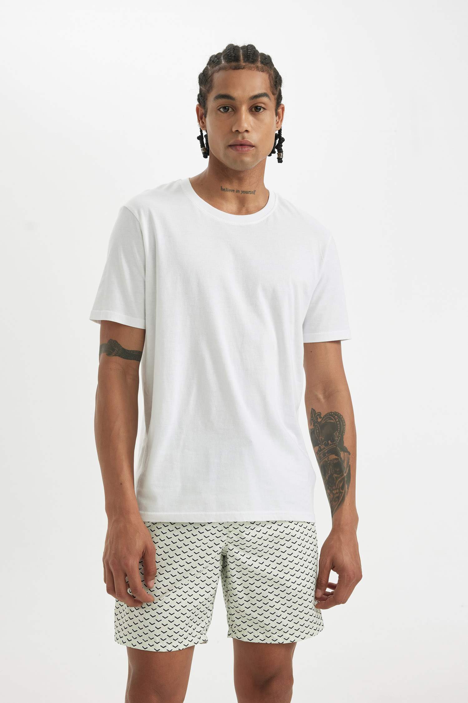 Regular Fit Mesh Lined Short Patterned Swim Shorts