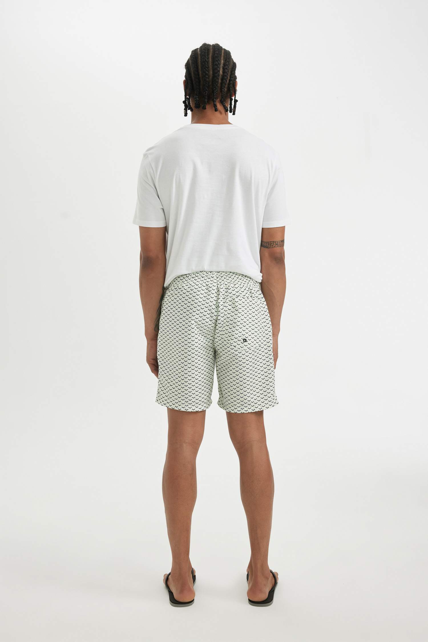 Regular Fit Mesh Lined Short Patterned Swim Shorts