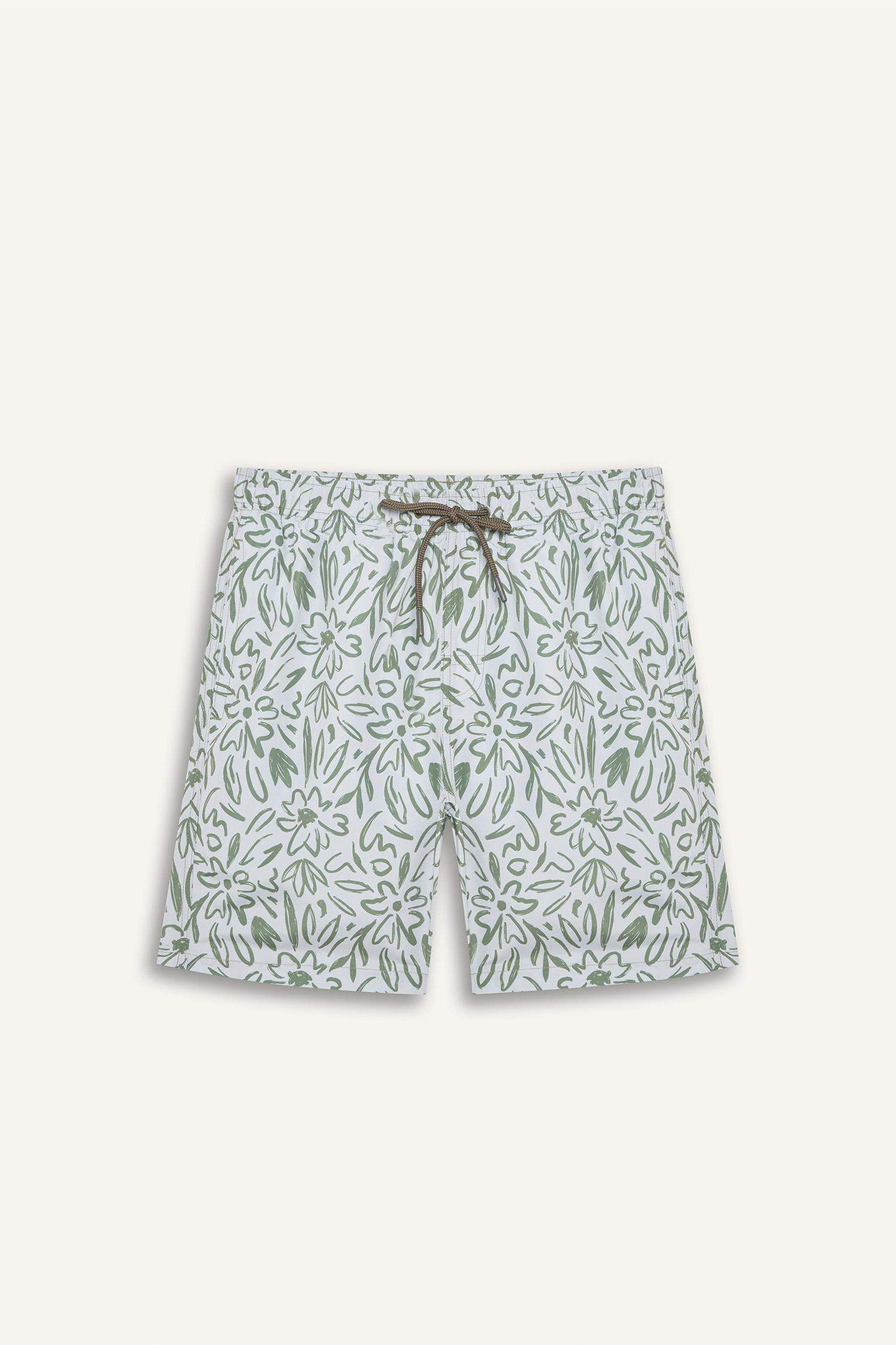 Пляжные шорты с узором и сеточной подкладкой короткой длины