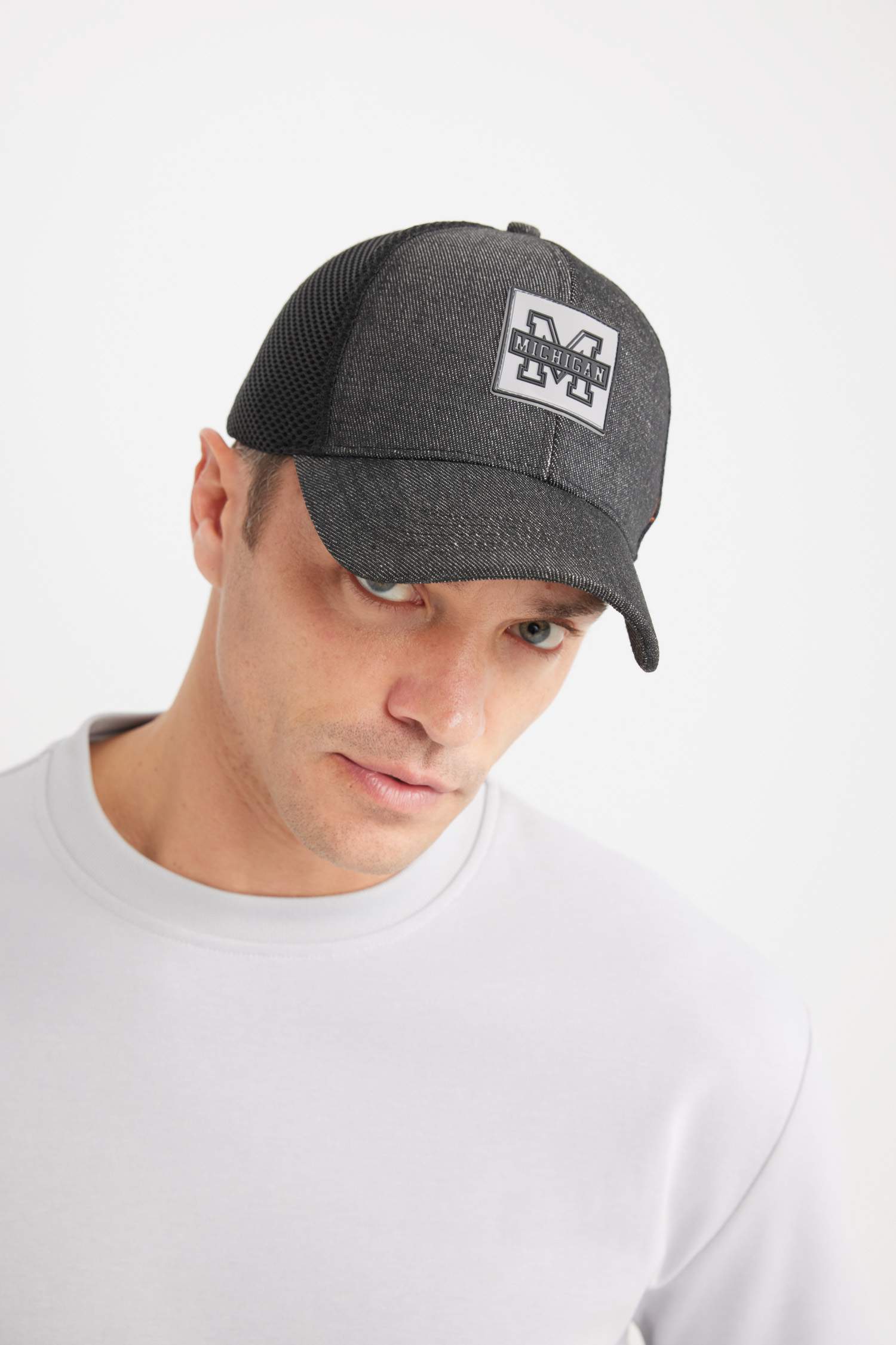 Erkek Etiket Baskılı Jean Beyzbol Basketbol Şapkası