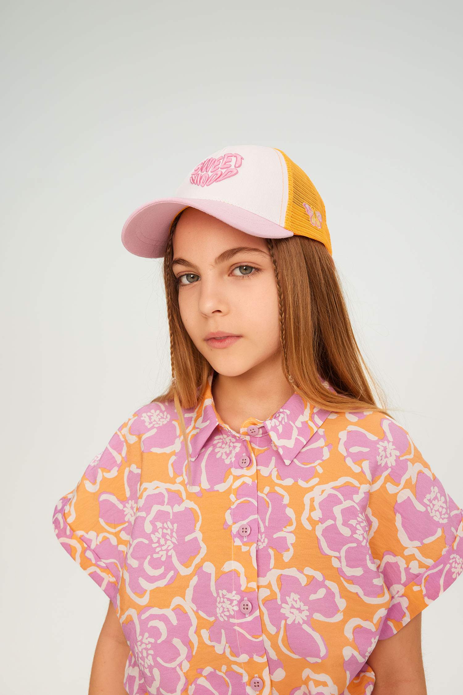 Kız Çocuk Nakışlı Gabardin Beyzbol Basketbol Şapkası