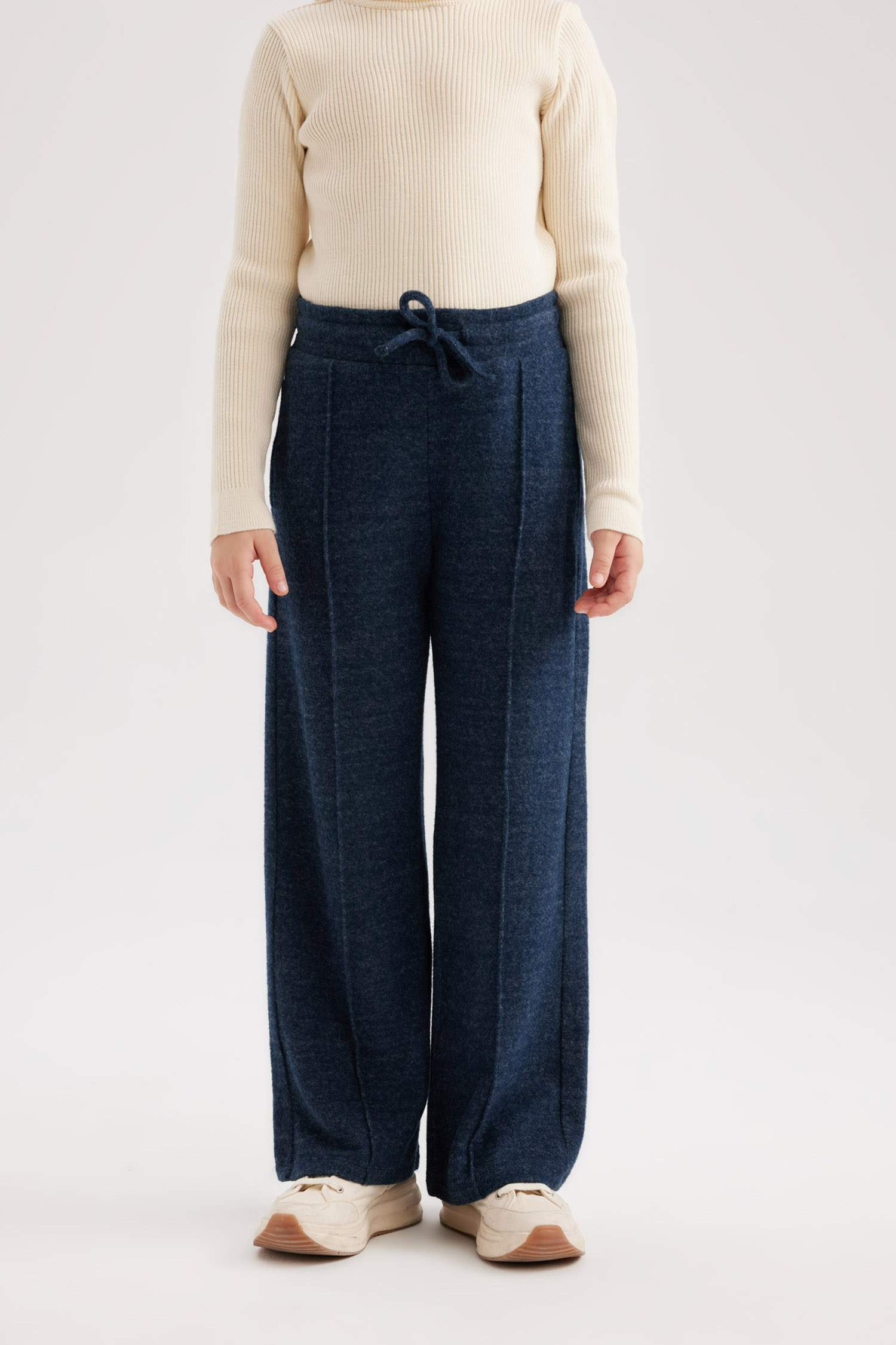 Kız Çocuk Wide Leg Triko Görünümlü Eşofman Altı