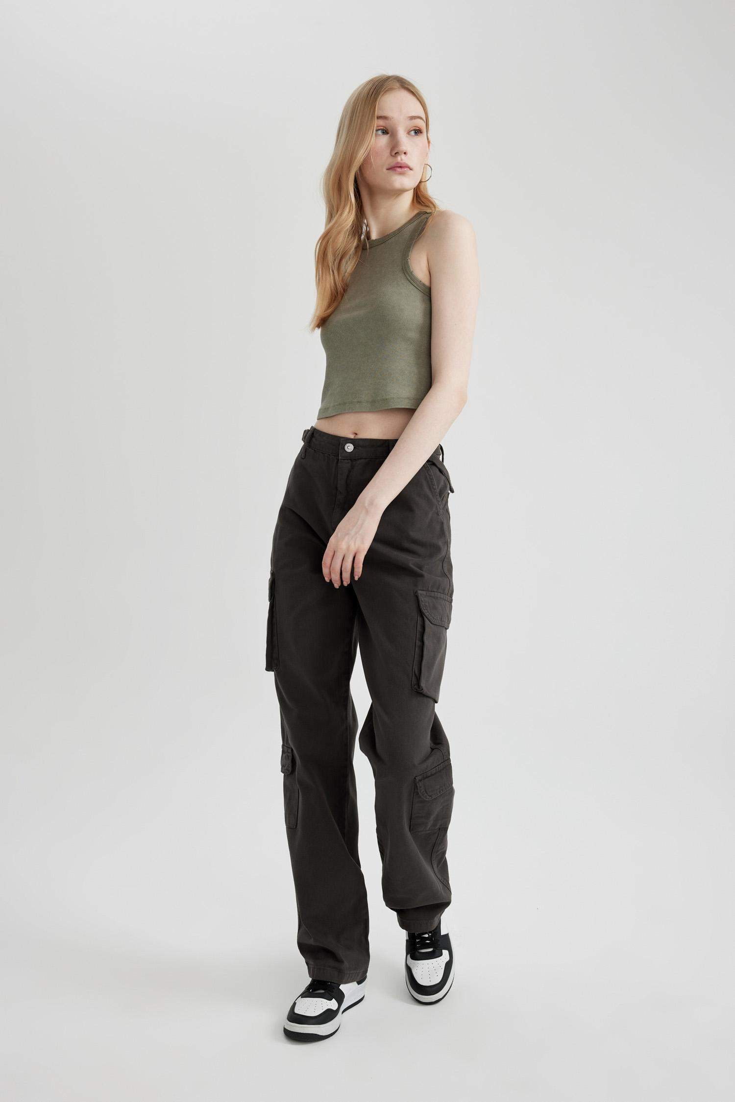 Coool Straight Fit Gabardin Pantolon Kargo Cepli