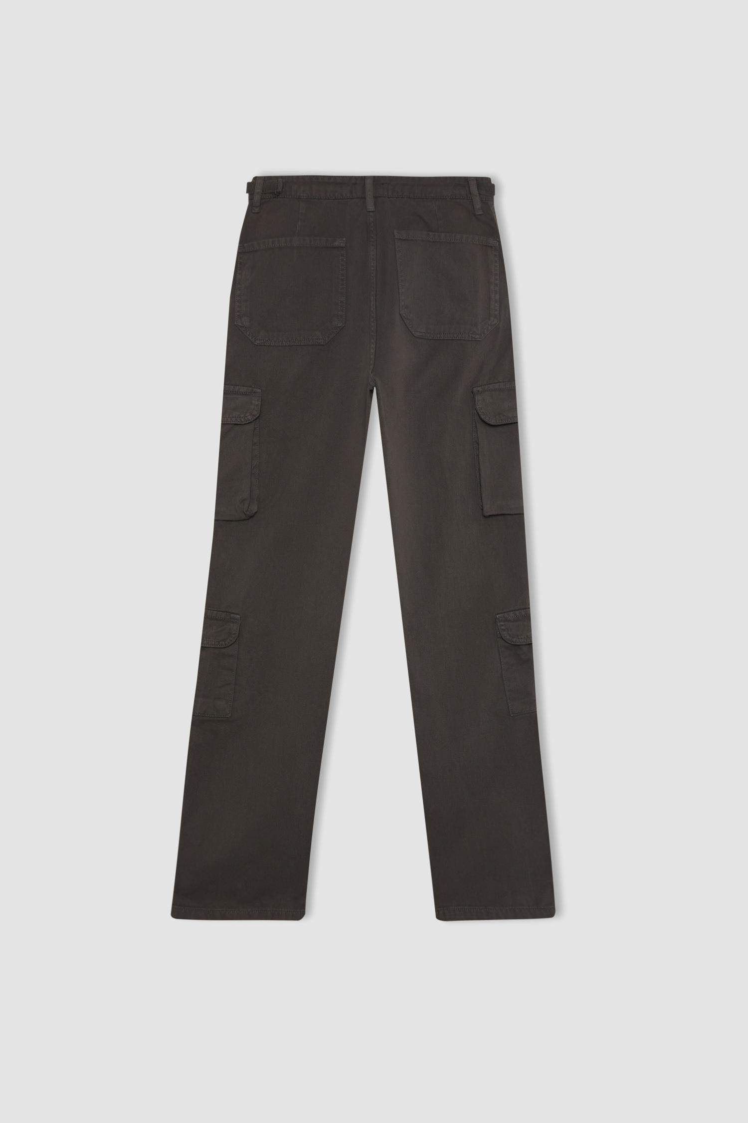 Straight Fit Gabardin Pantolon Kargo Cepli