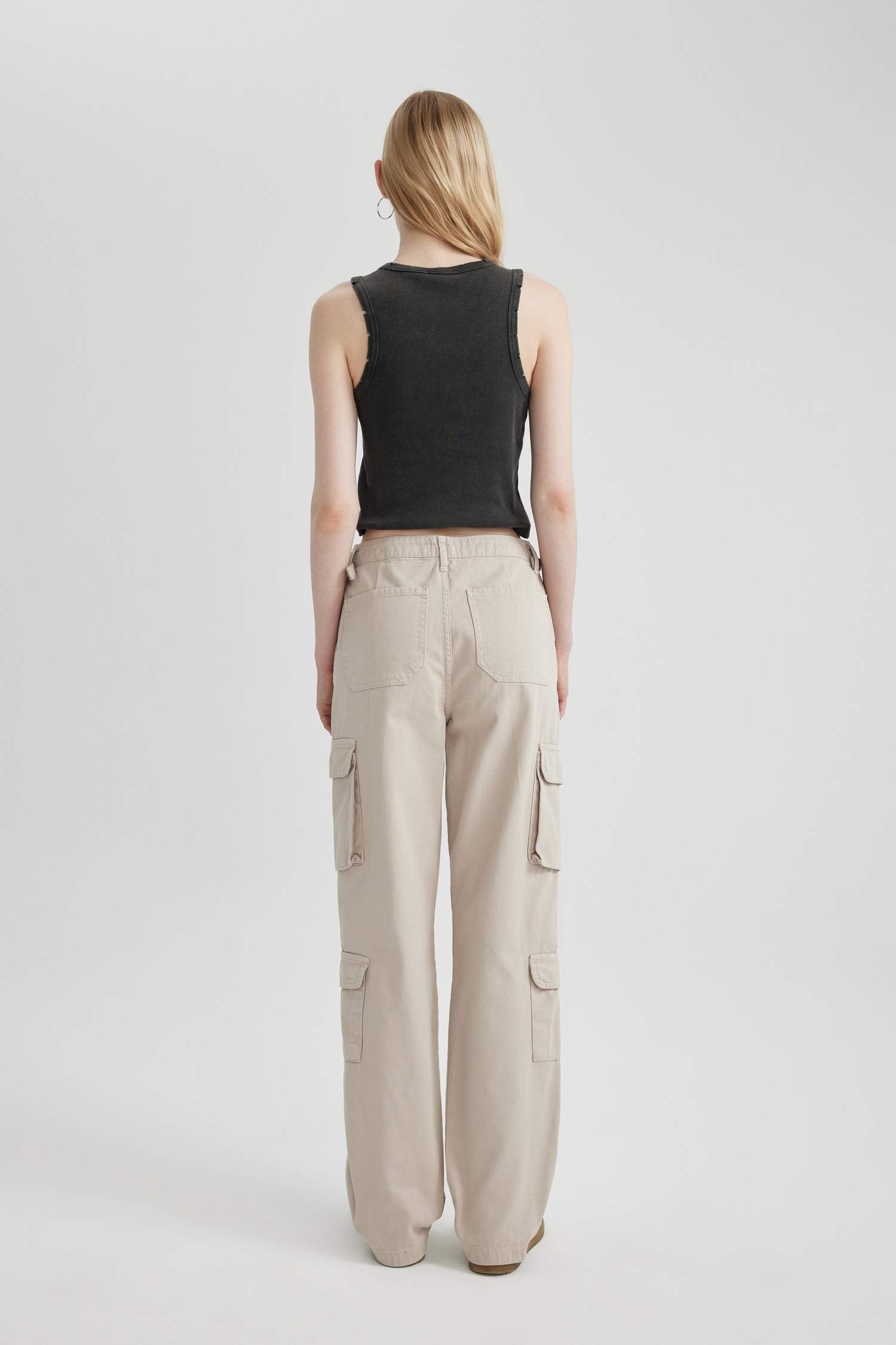 بنطلون كارجو جبردين بقصة مستقيمة