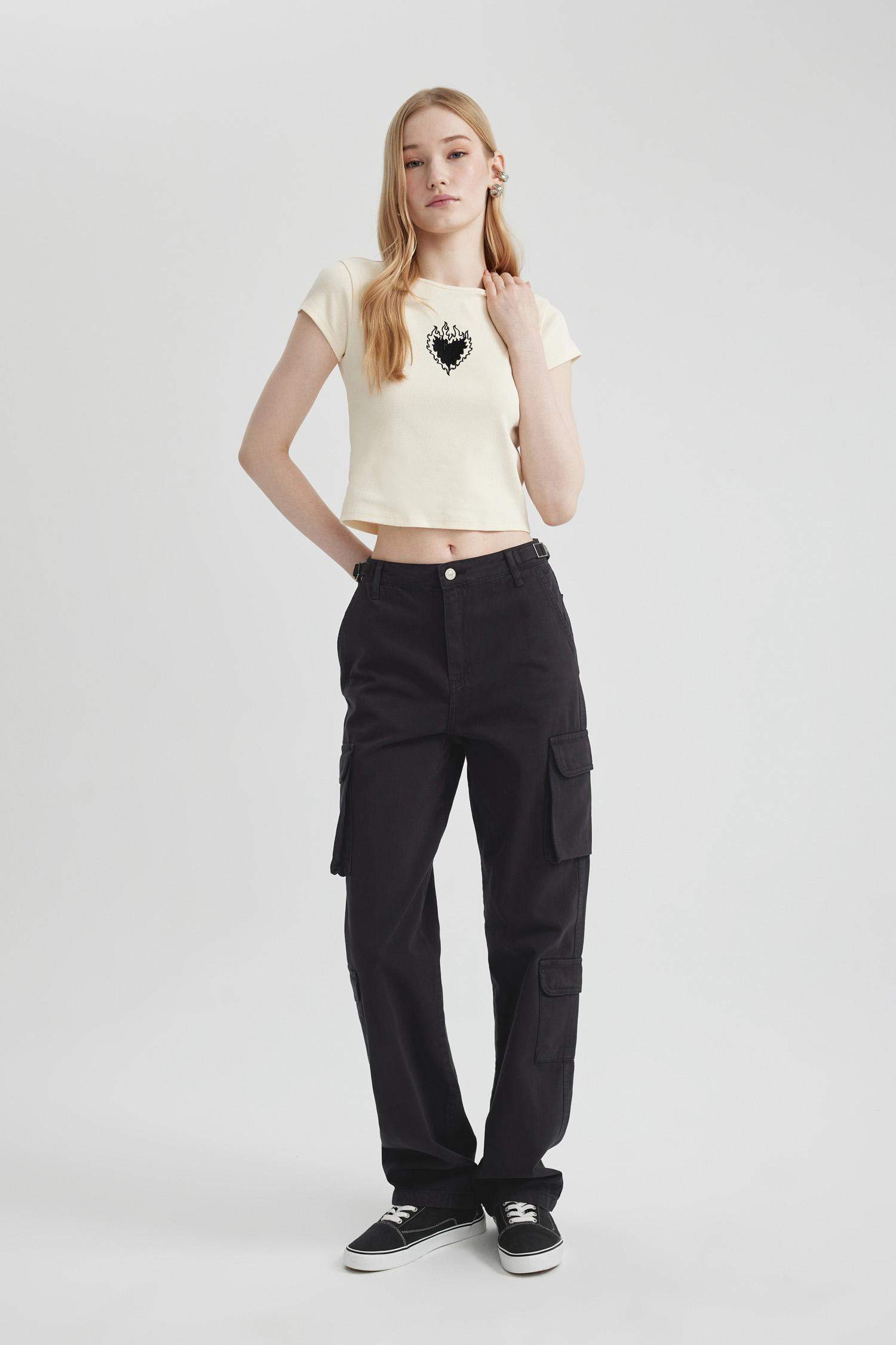 Coool Straight Fit Gabardin Pantolon Kargo Cepli