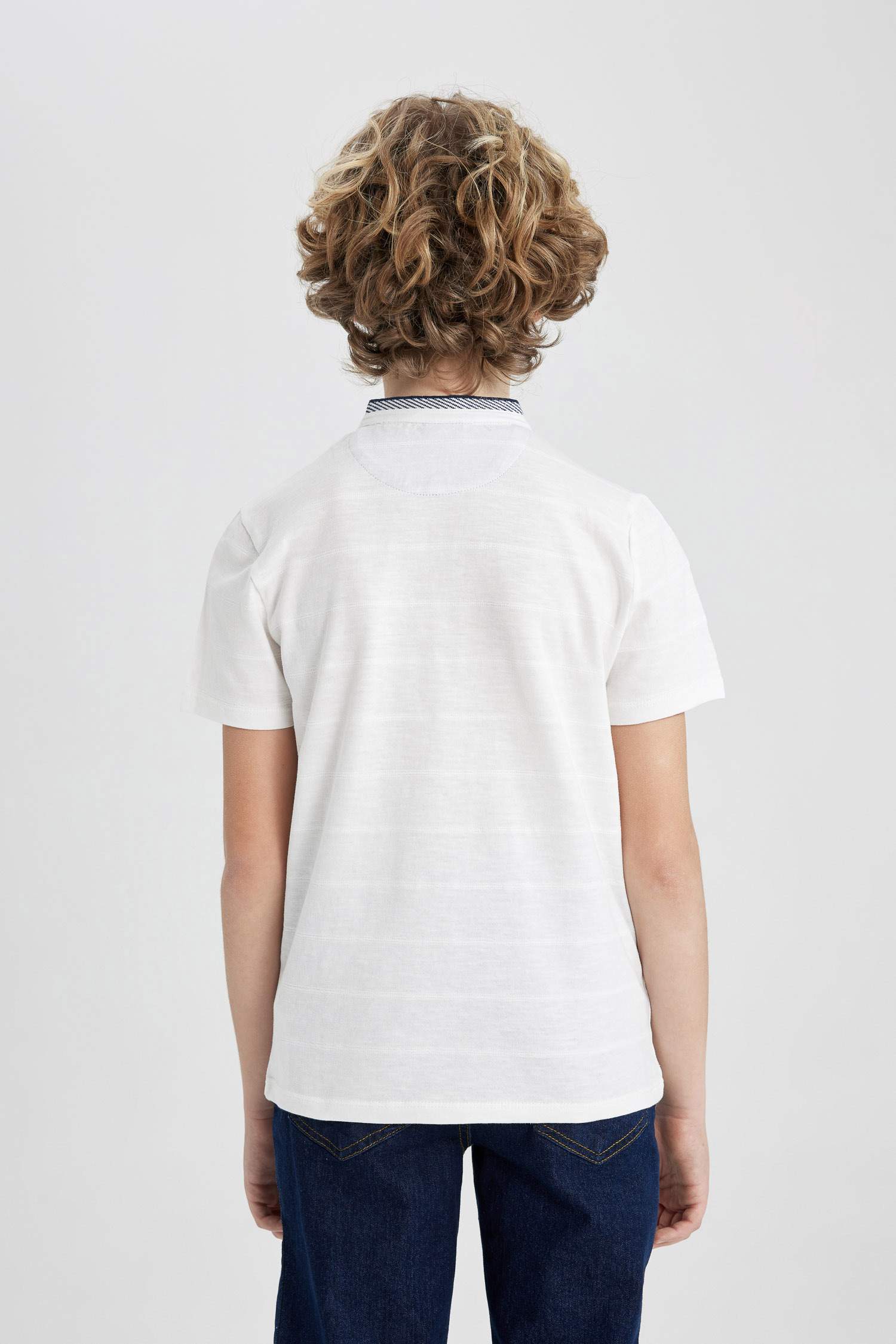 Boy High Collar Pique Short Sleeve Polo T-Shirt