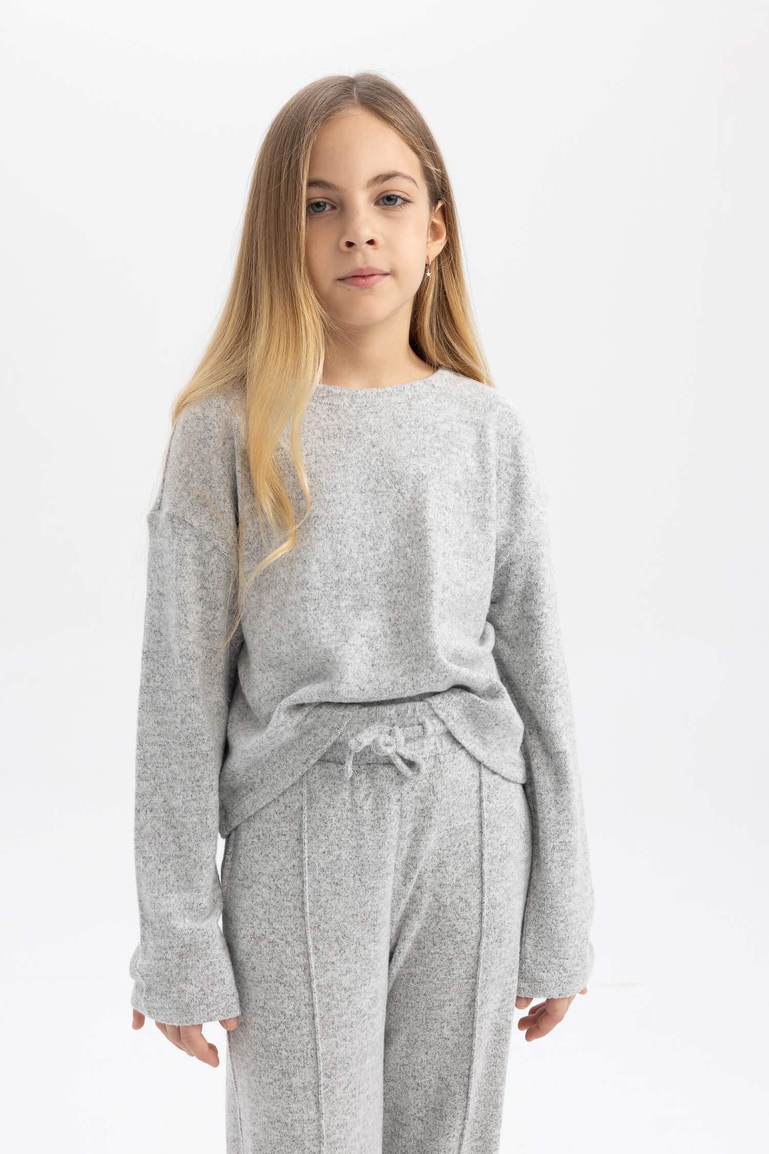 تيشيرت ردن طويل بناتي اوفر سايز وياخة مستديرة