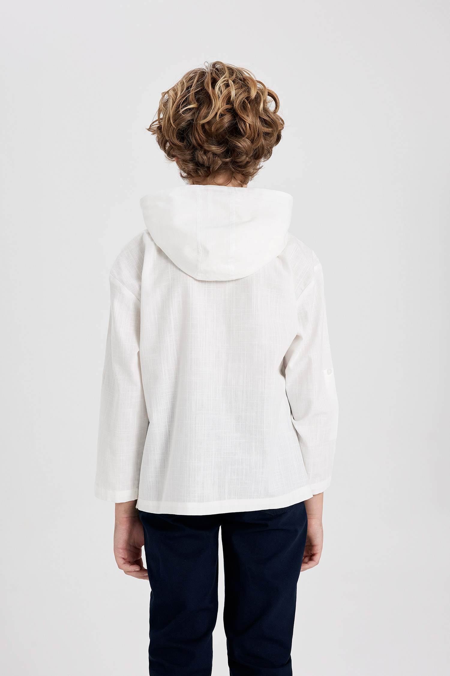 قميص ولادي ردن طويل اوفر سايز بغطاء للرأس