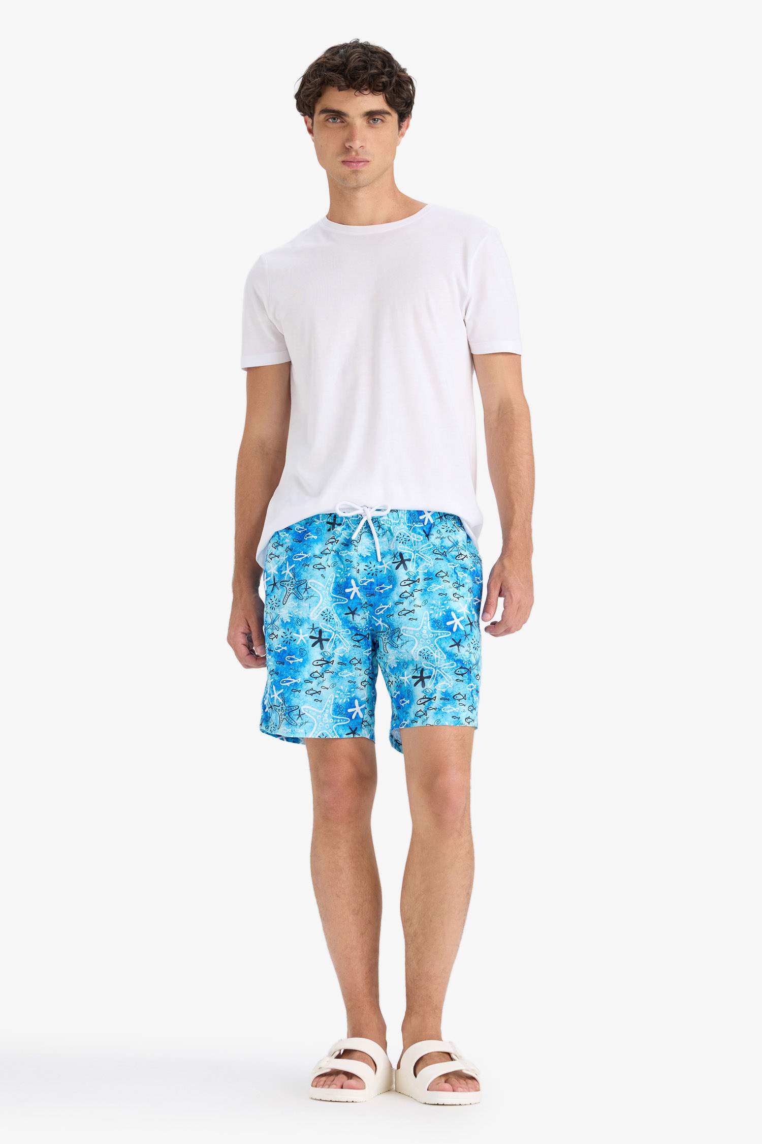 Regular Fit Printed Short Swim Shorts