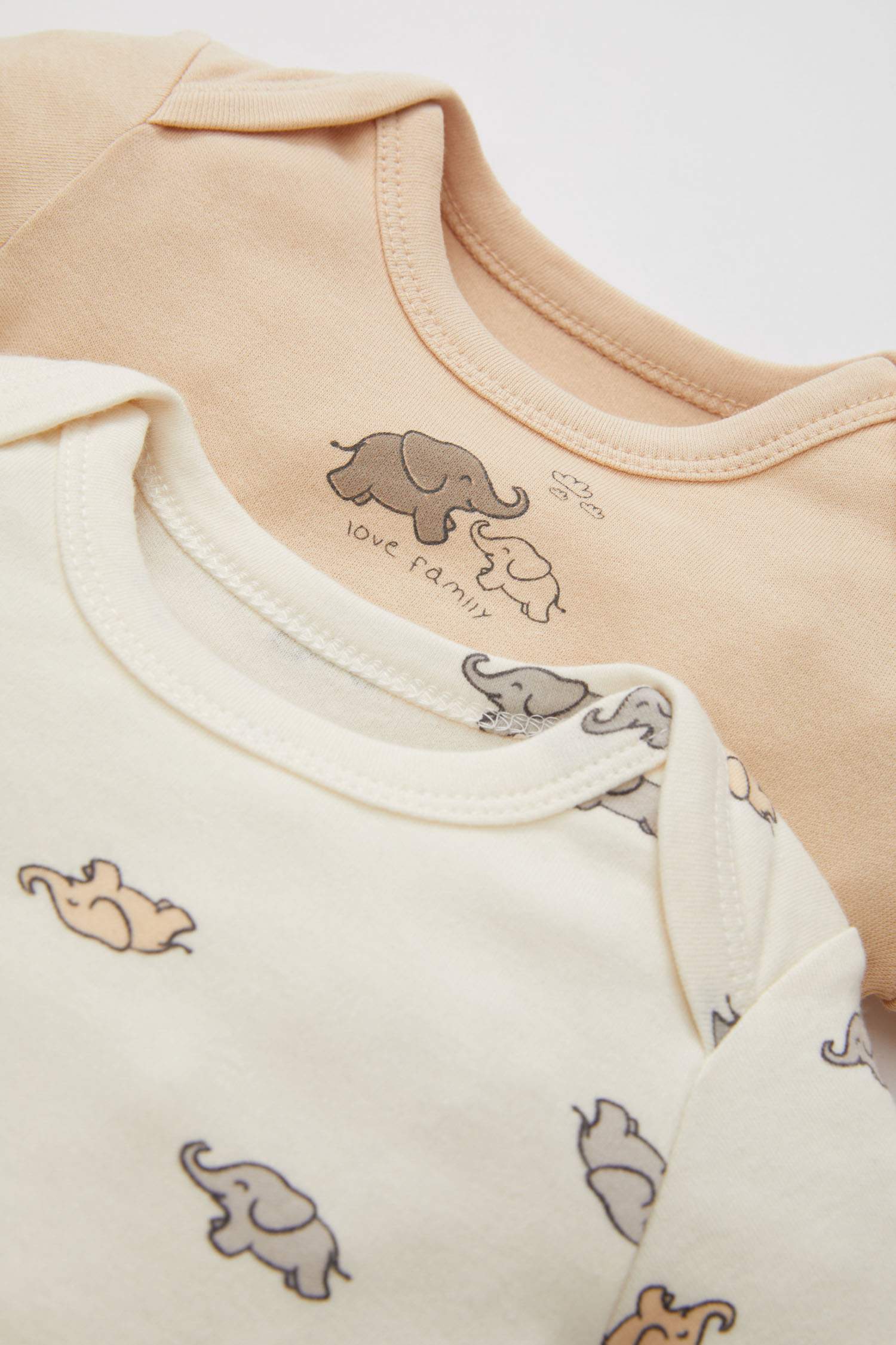 Baby Boy Newborn Elephant Patterned 2 Piece Snap Body