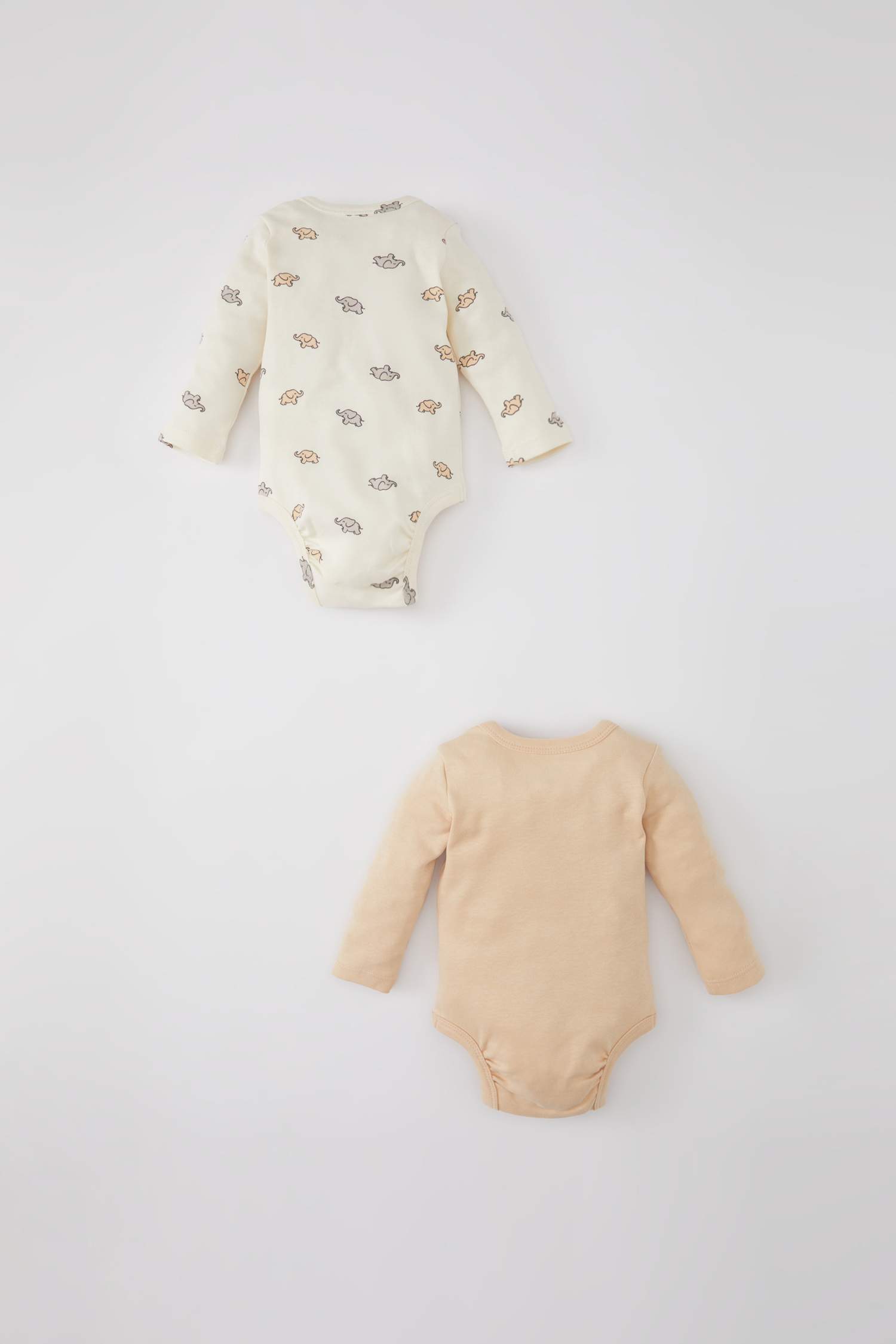 Baby Boy Newborn Elephant Patterned 2 Piece Snap Body