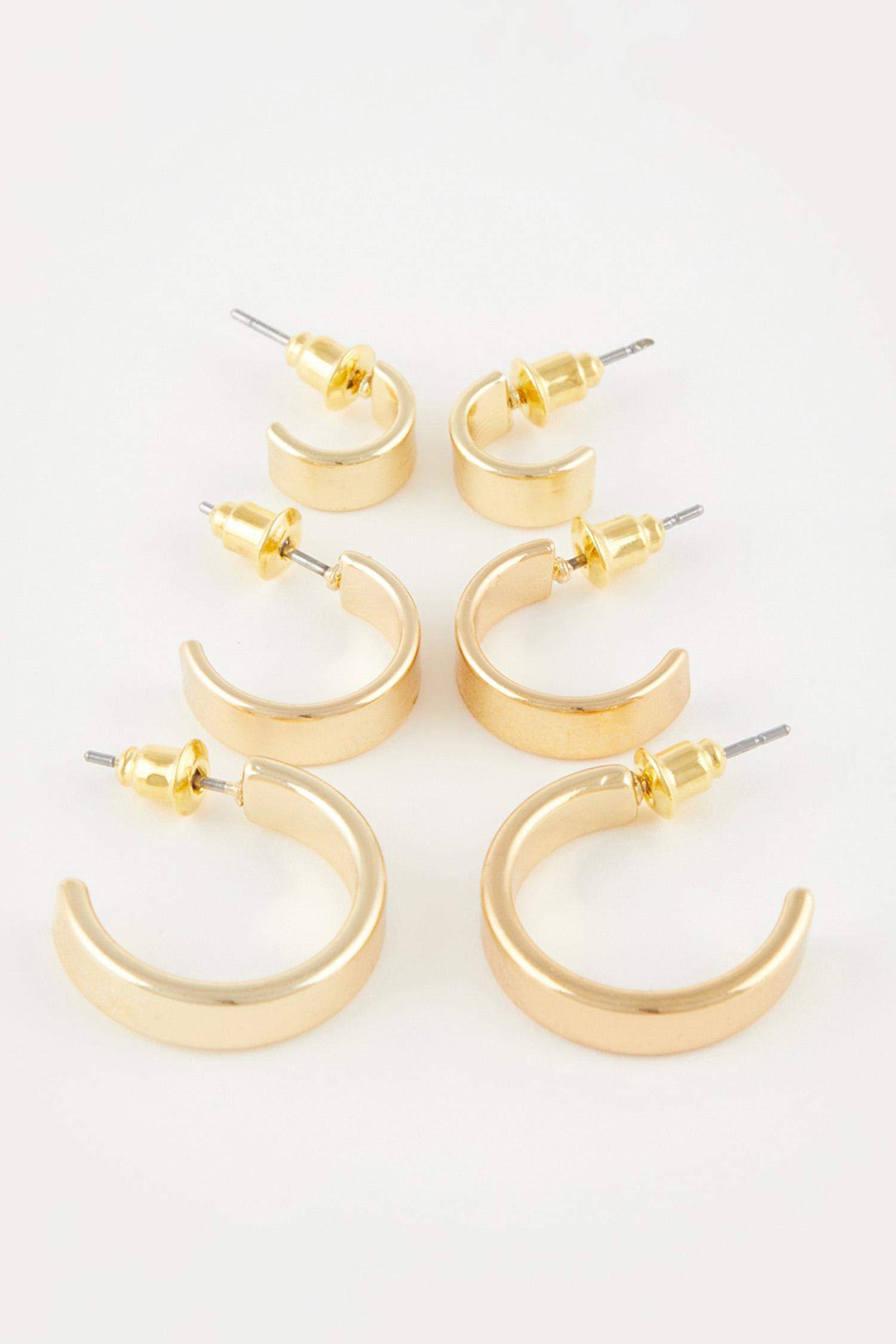 Kadın 3'lü Gold Halka Küpe