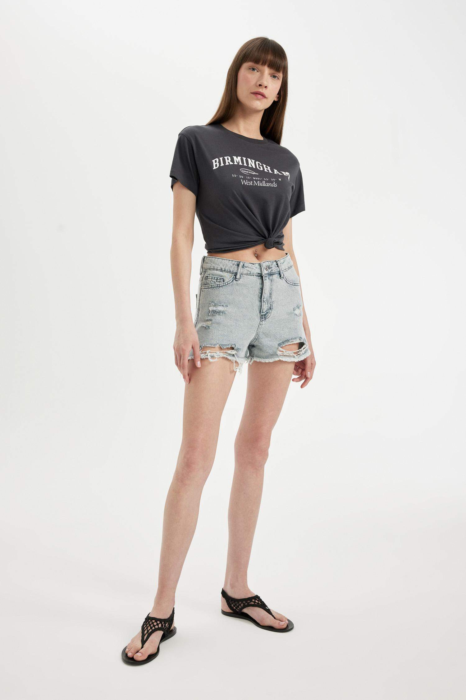 High Waist Denim Shorts