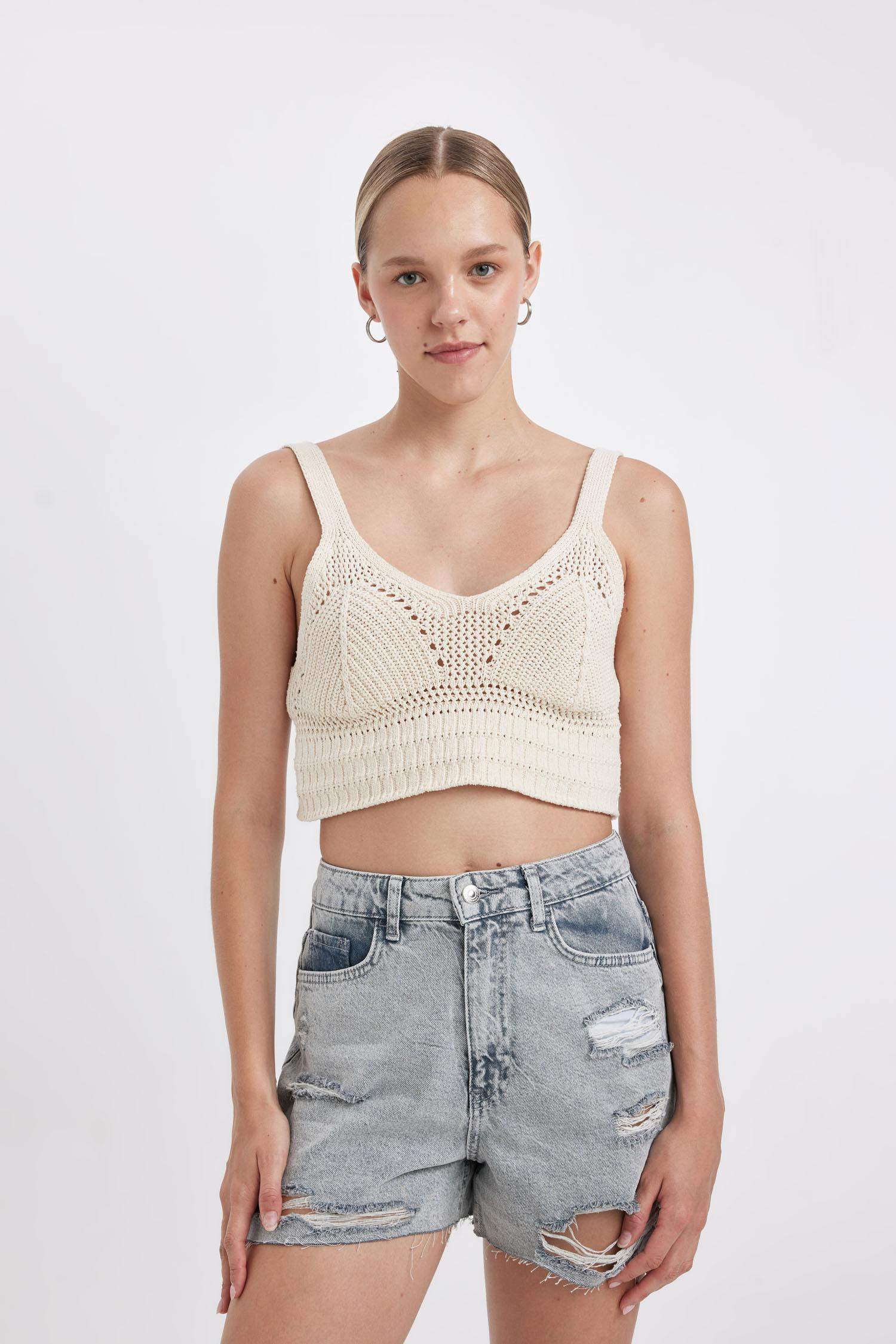 Short Jean à taille haute