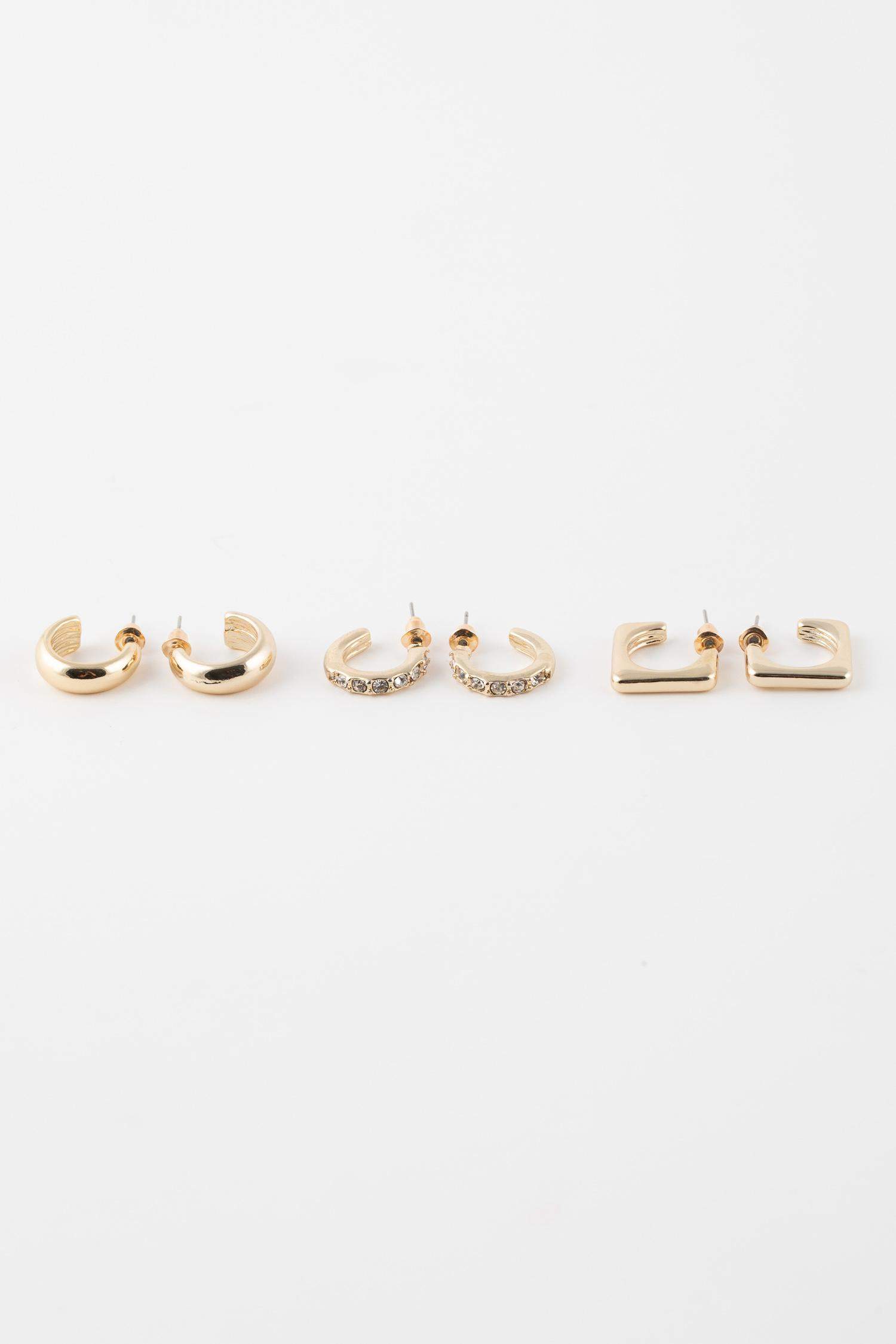 حلق نسائي ذهبي - 3 قطع