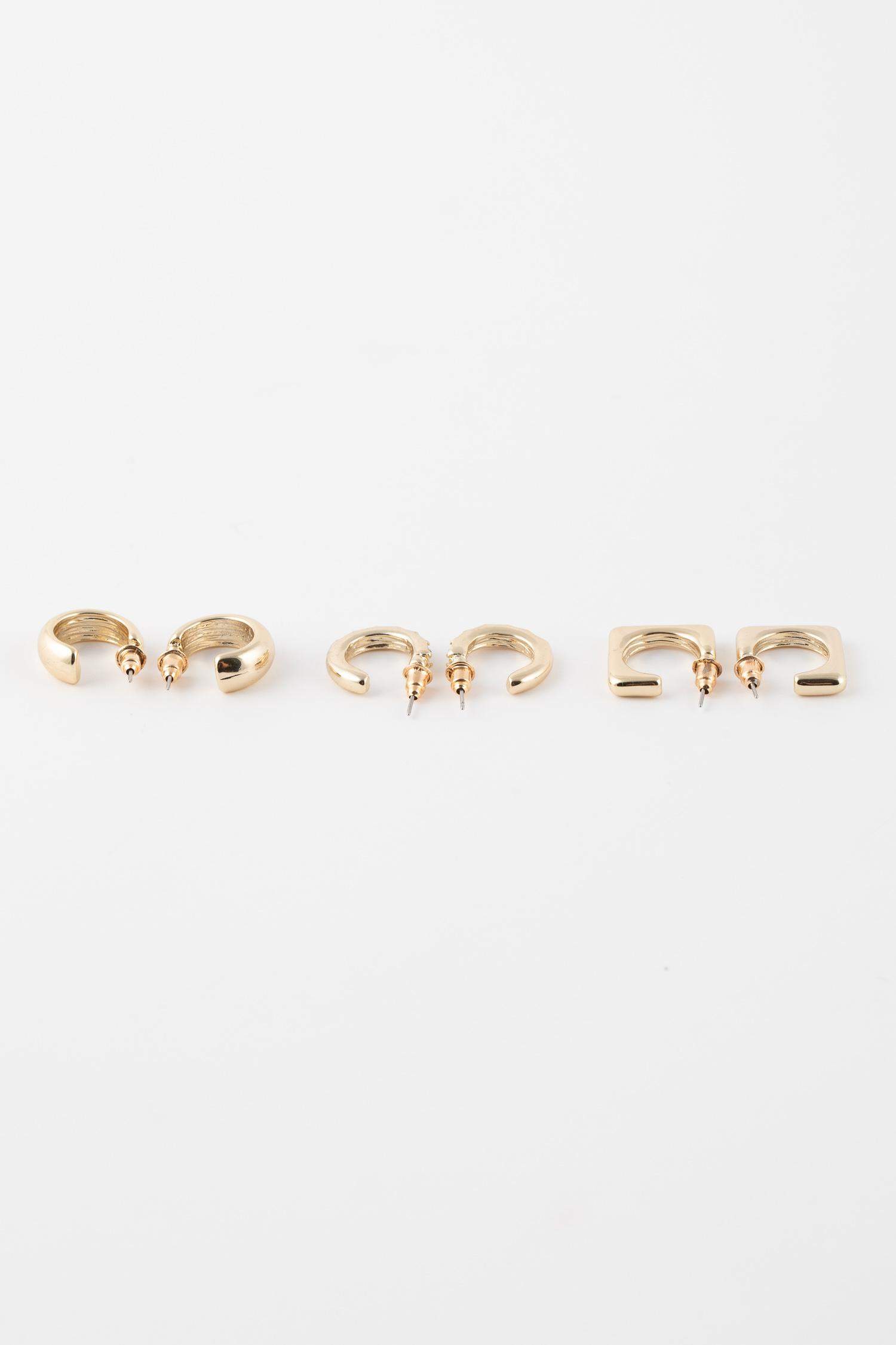 حلق نسائي ذهبي - 3 قطع