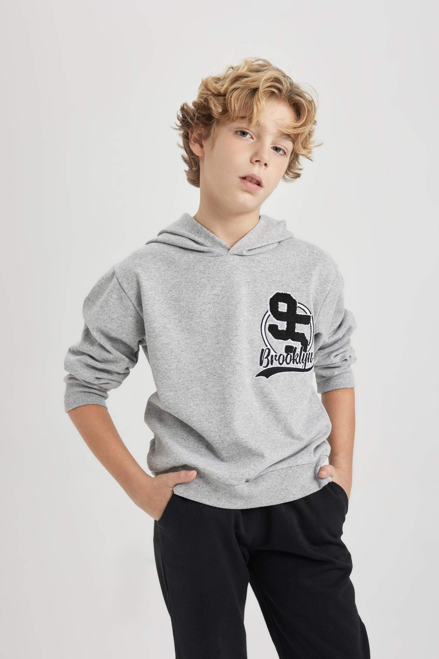 Erkek Çocuk 2'li Takım Kapüşonlu Baskılı Sweatshirt Eşofman Altı