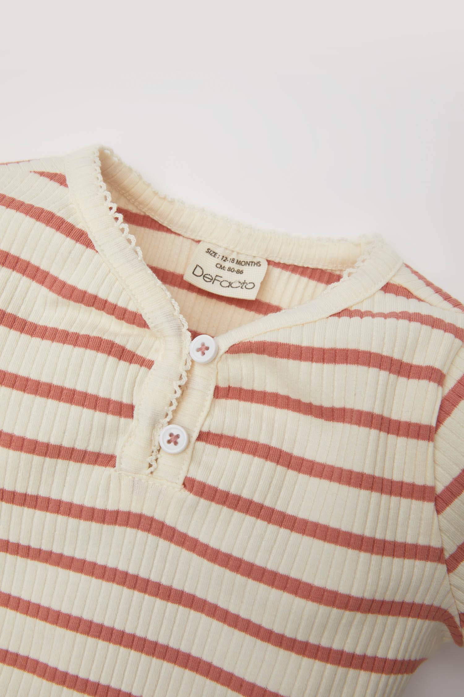 Baby Girl Striped Ribbed 2 Piece Pajama Set