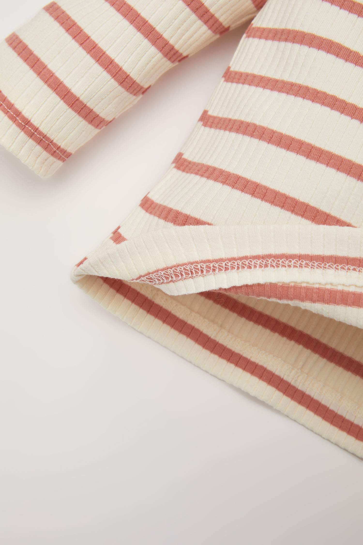 Baby Girl Striped Ribbed 2 Piece Pajama Set