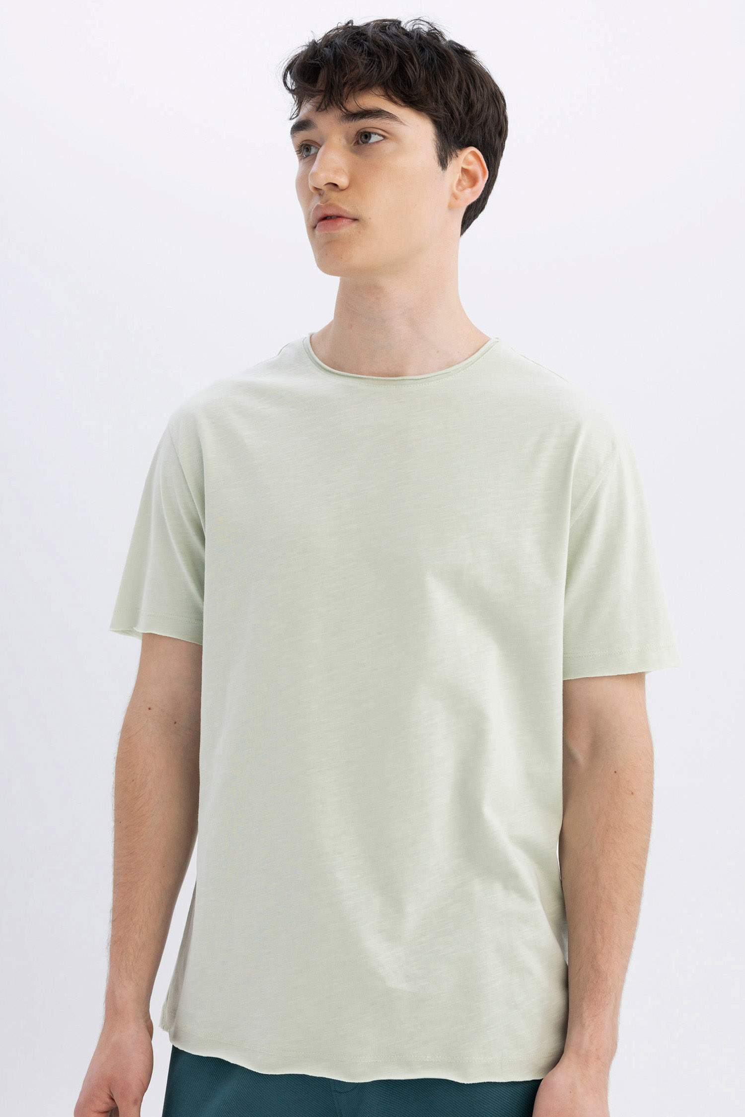 Regular Fit Crew Neck Dirty Short Sleeve T-Shirt