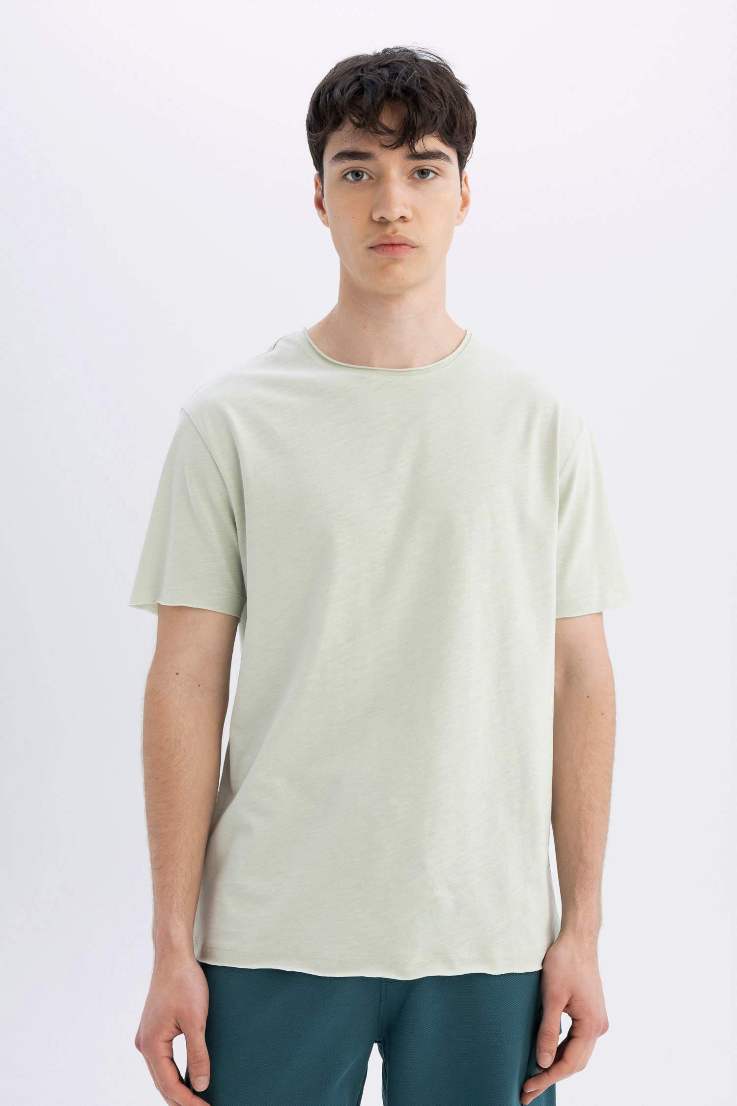 Regular Fit Crew Neck Dirty Short Sleeve T-Shirt