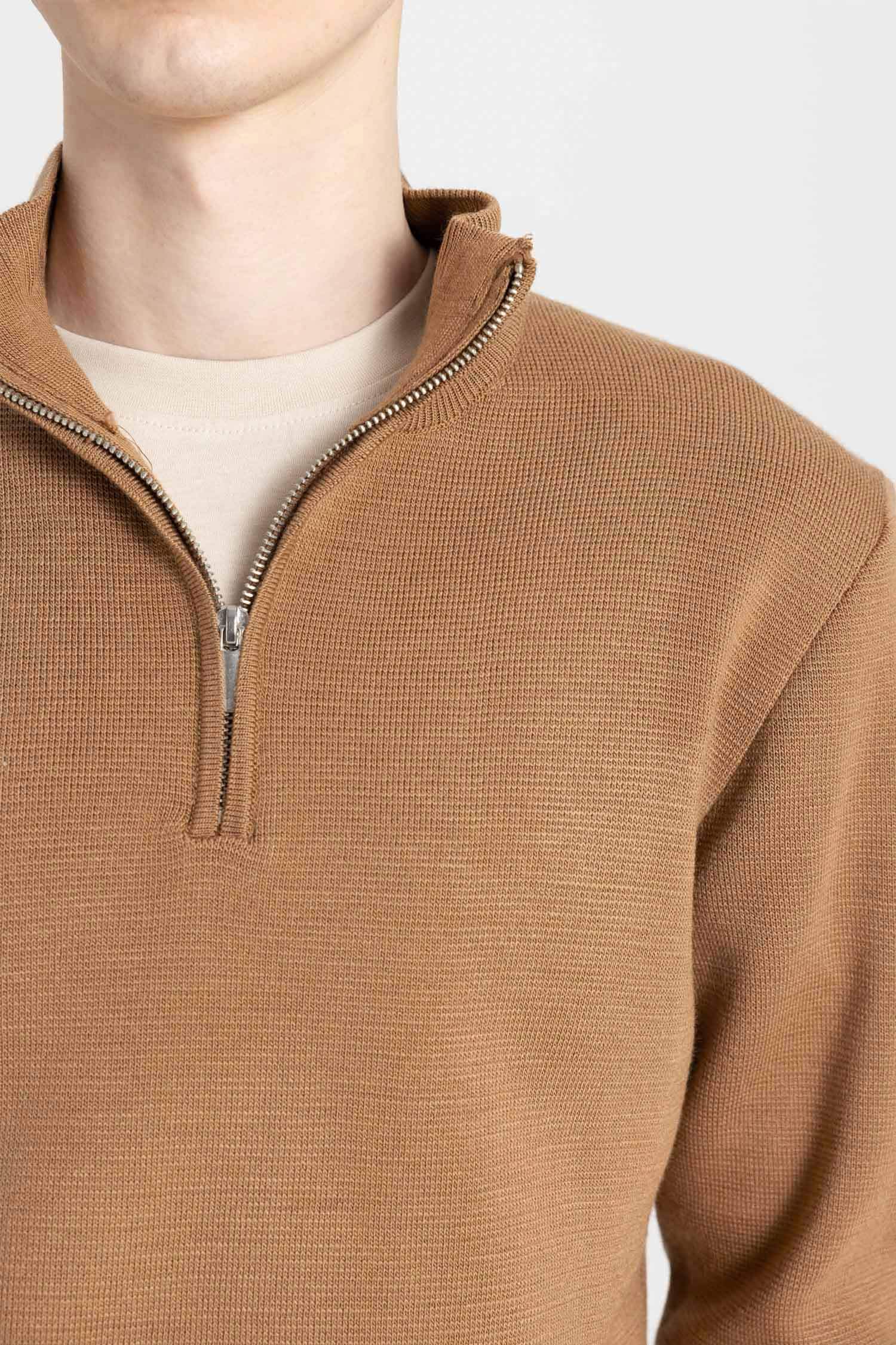 بلوز تريكو سادة قصة عادية بياخة عالية بسحاب