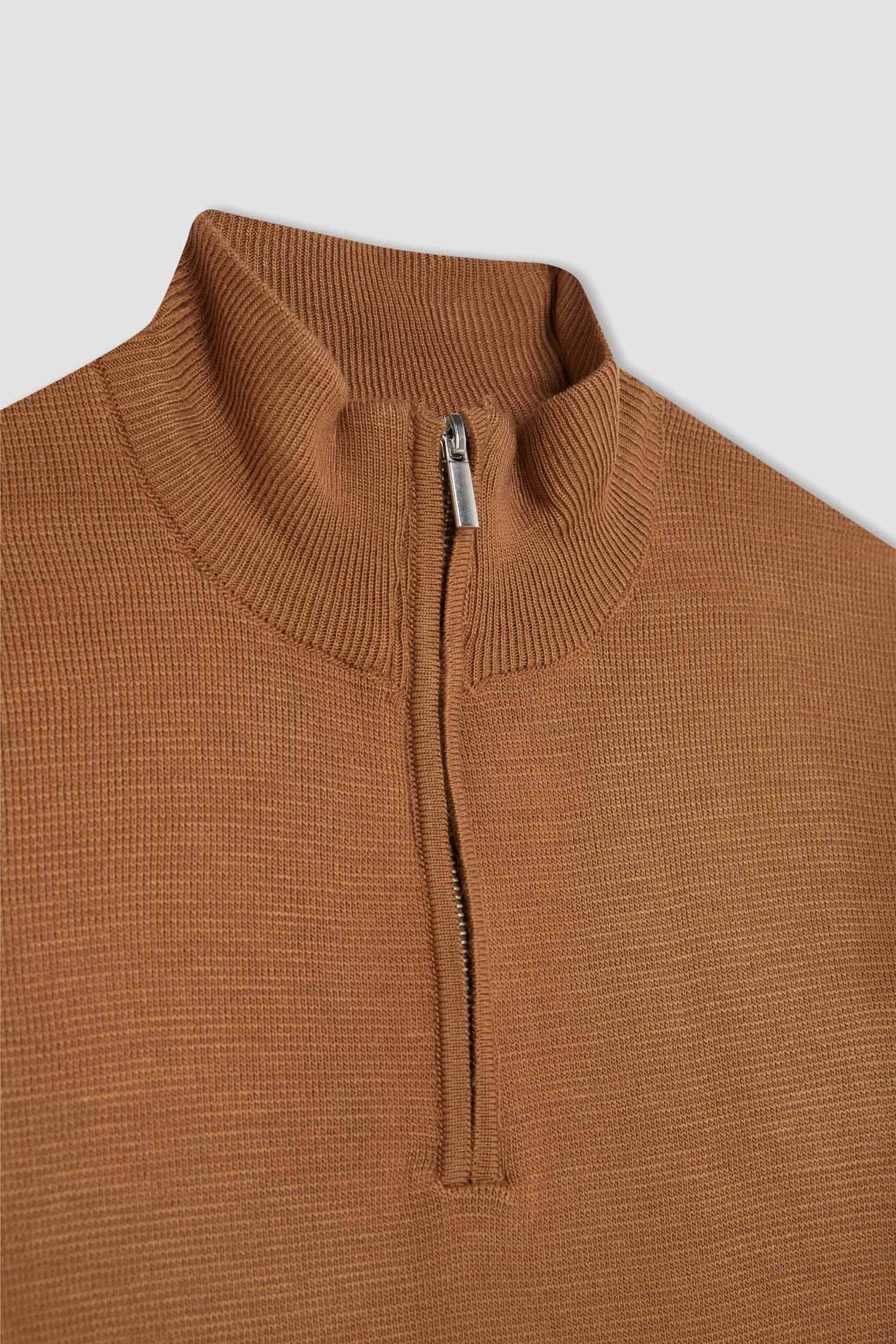 بلوز تريكو سادة قصة عادية بياخة عالية بسحاب