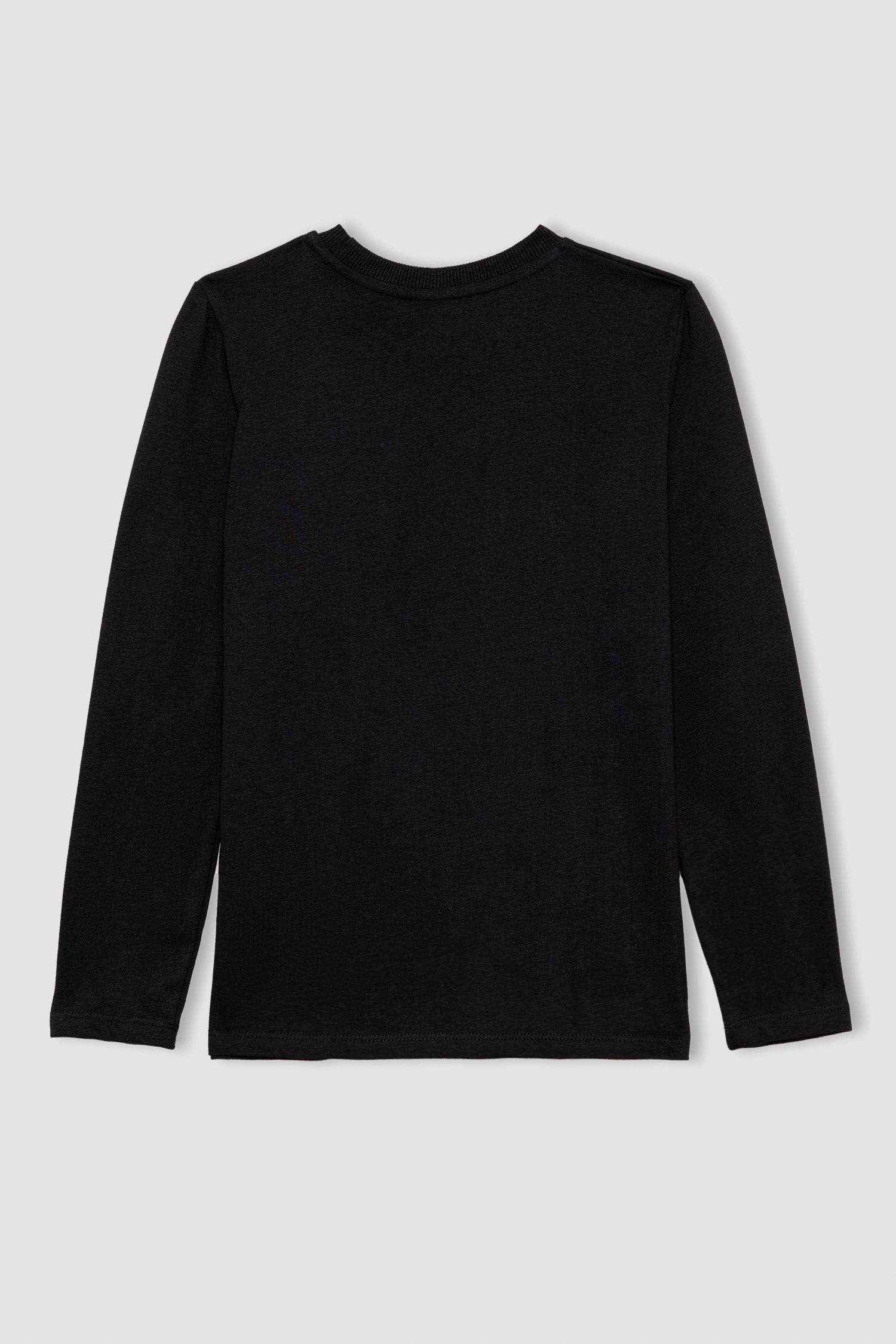 Erkek Çocuk Bisiklet Yaka Basic Düz Uzun Kollu Tişört