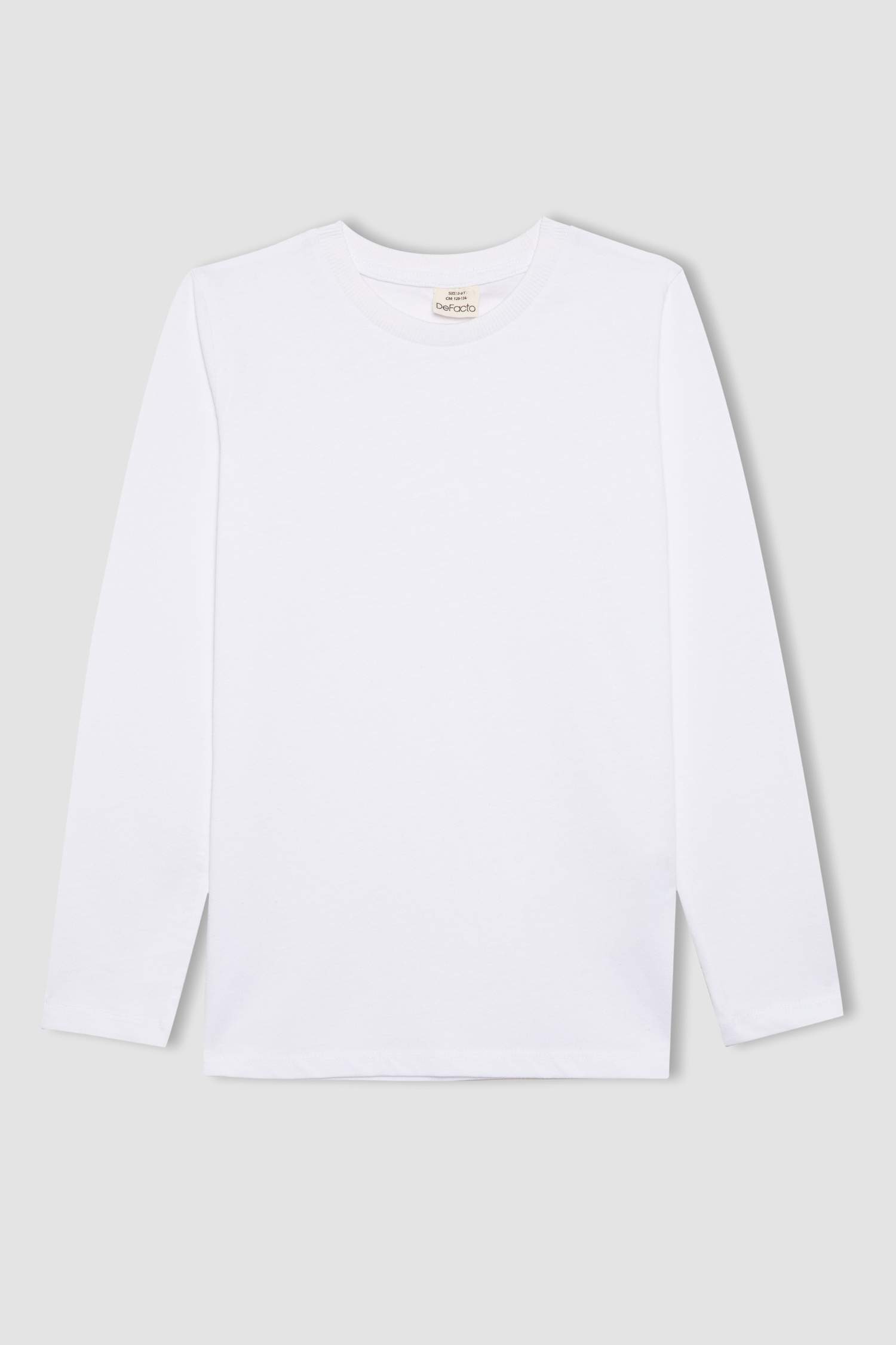 Erkek Çocuk Bisiklet Yaka Basic Düz Uzun Kollu Tişört