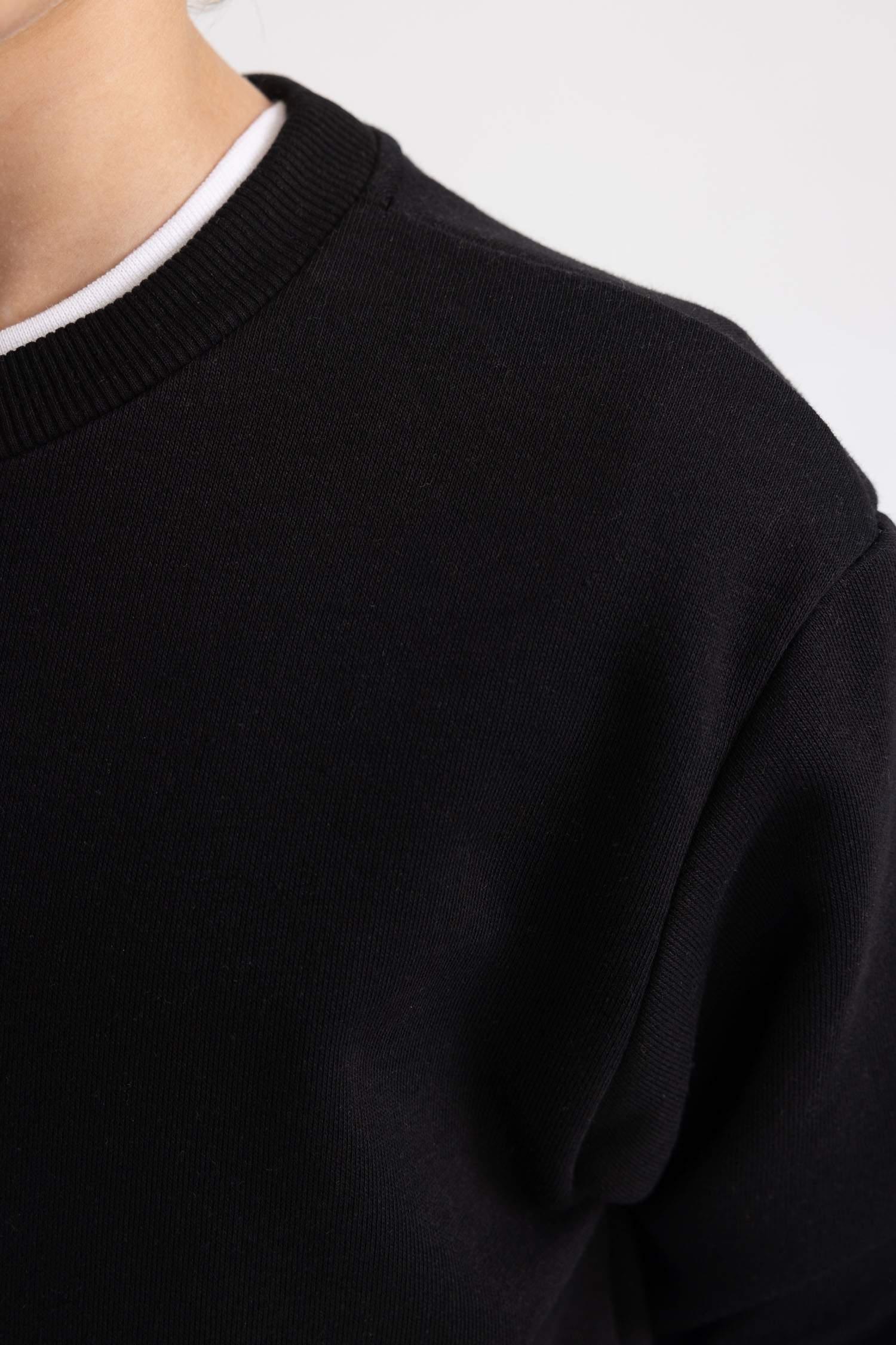 Erkek Çocuk Bisiklet Yaka Basic Düz Sweatshirt